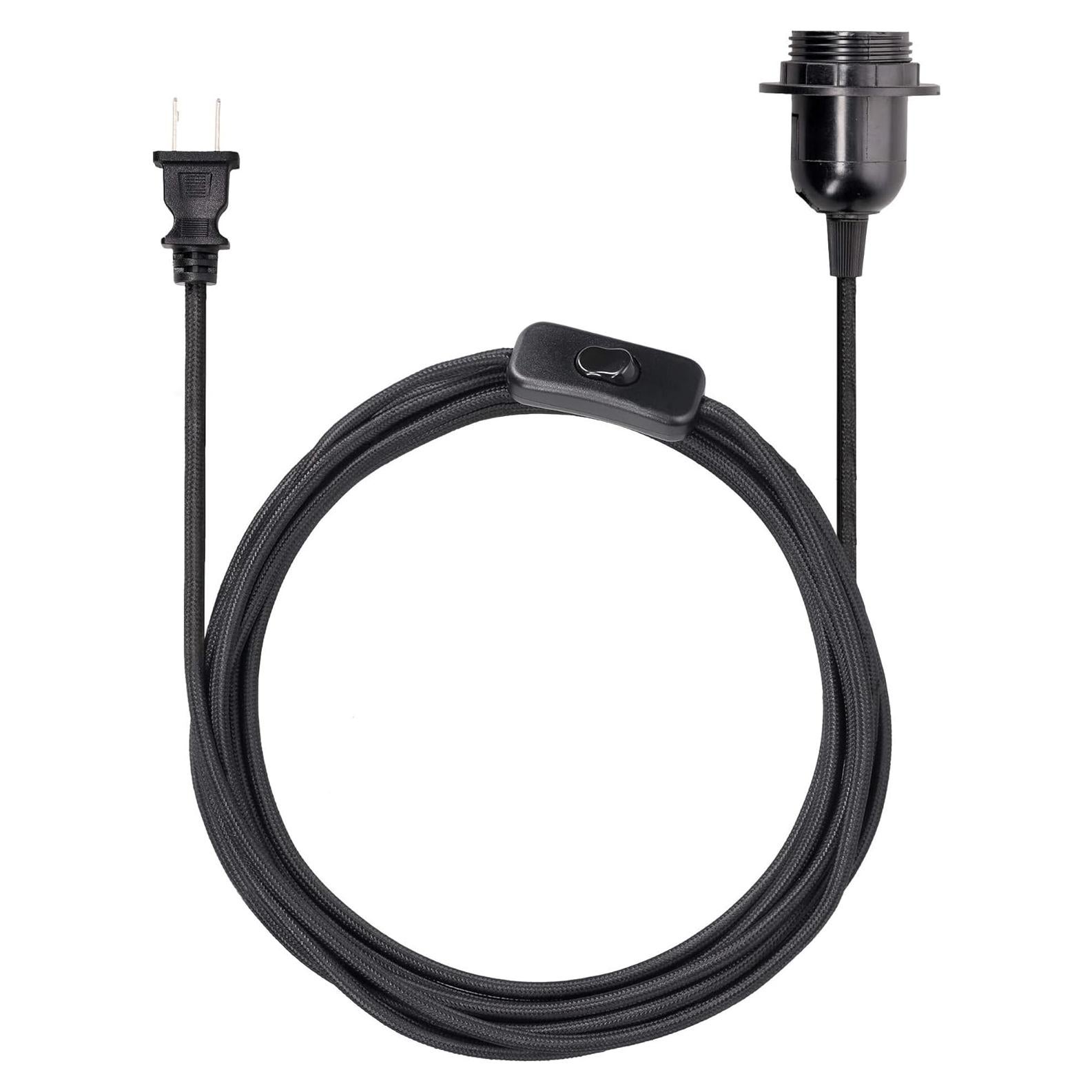 Cable de Lámpara de Techo kwmobile 4.57m E26 Negro Tela