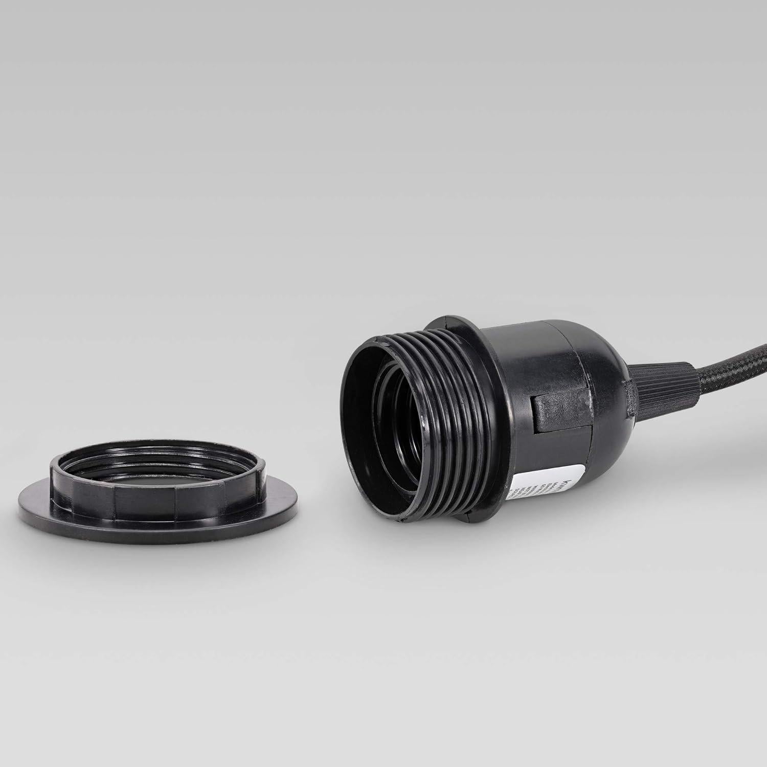 Cable de Lámpara de Techo kwmobile 4.57m E26 Negro Tela