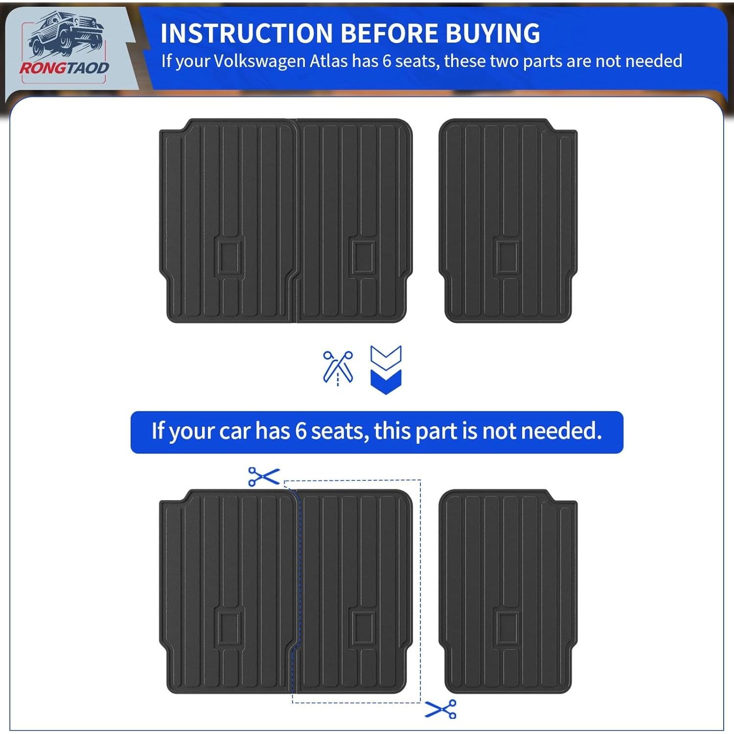 Tapetes de Respaldo de 2da Fila Rongtaod para VW Atlas 2018-2025