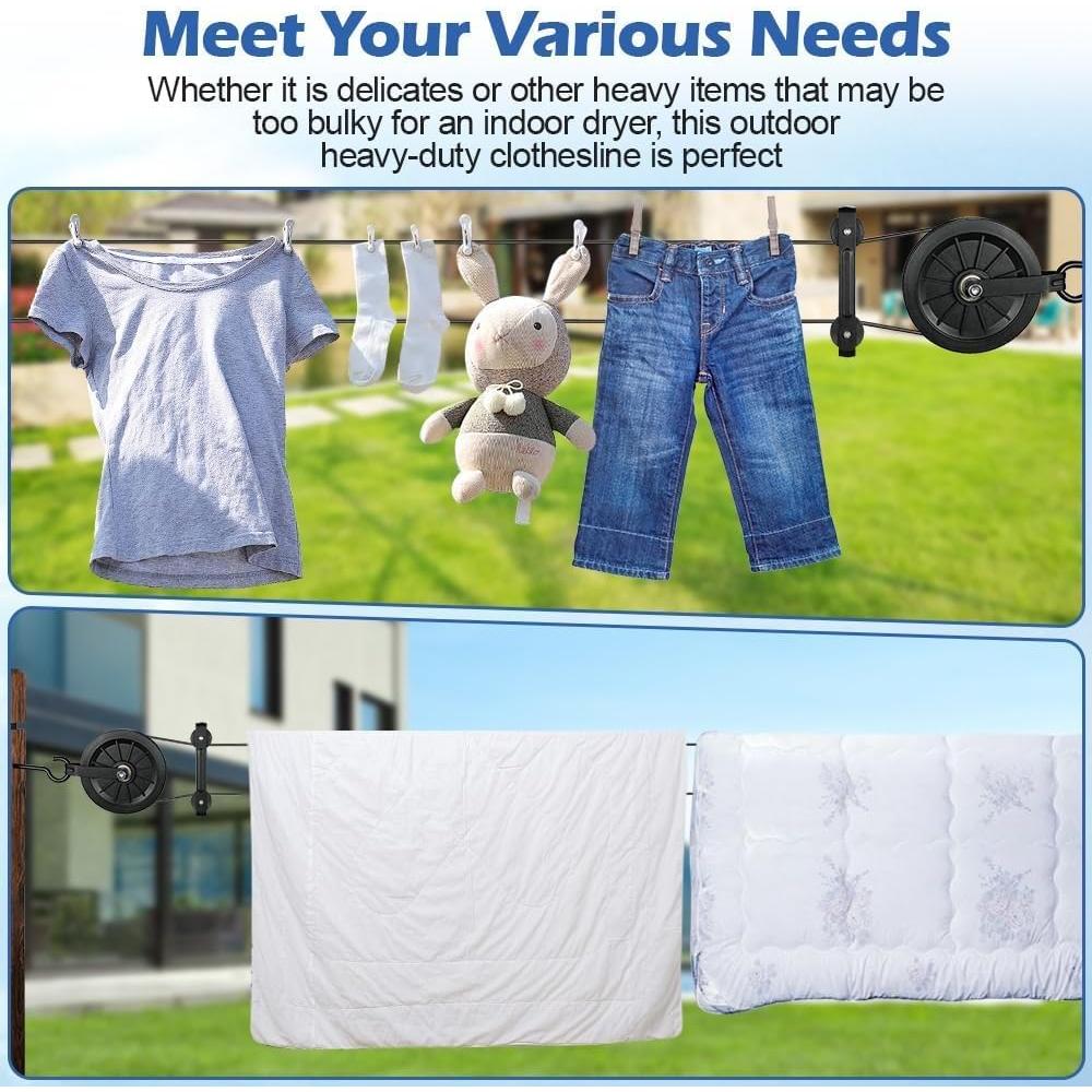 Kit de Tendedero Exterior Fshihine 150 pies Acero Galvanizado