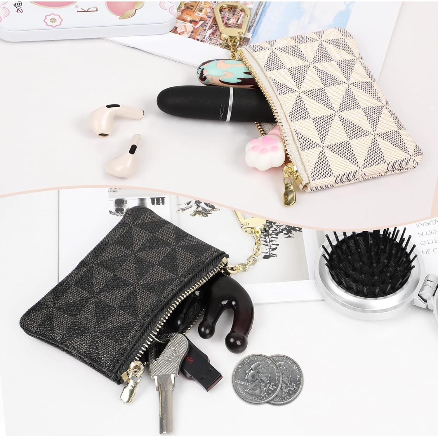 2 Monederos Mini VZZNN con Cremallera para Mujeres - Negro y Blanco