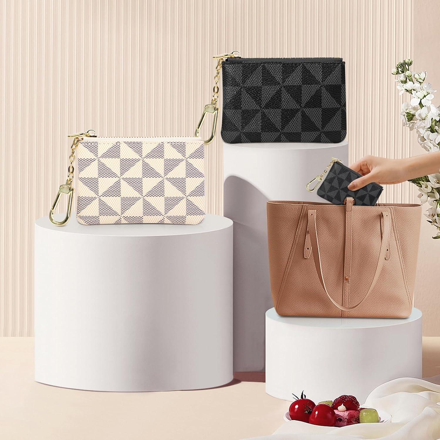 2 Monederos Mini VZZNN con Cremallera para Mujeres - Negro y Blanco