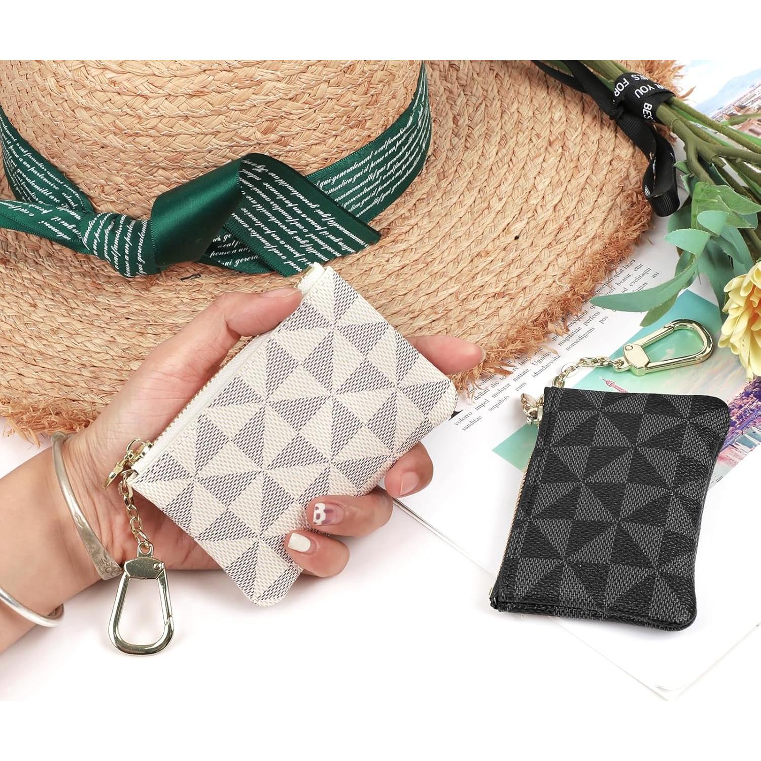 2 Monederos Mini VZZNN con Cremallera para Mujeres - Negro y Blanco