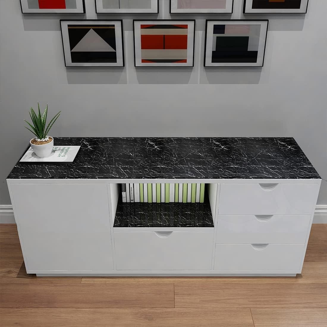 Papel Contacto de Mármol Negro YENHOME 0.45m x 3m Autoadhesivo