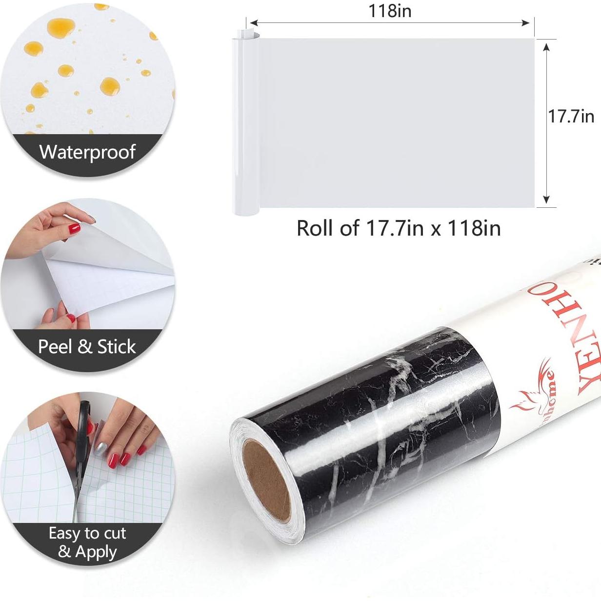 Papel Contacto de Mármol Negro YENHOME 0.45m x 3m Autoadhesivo