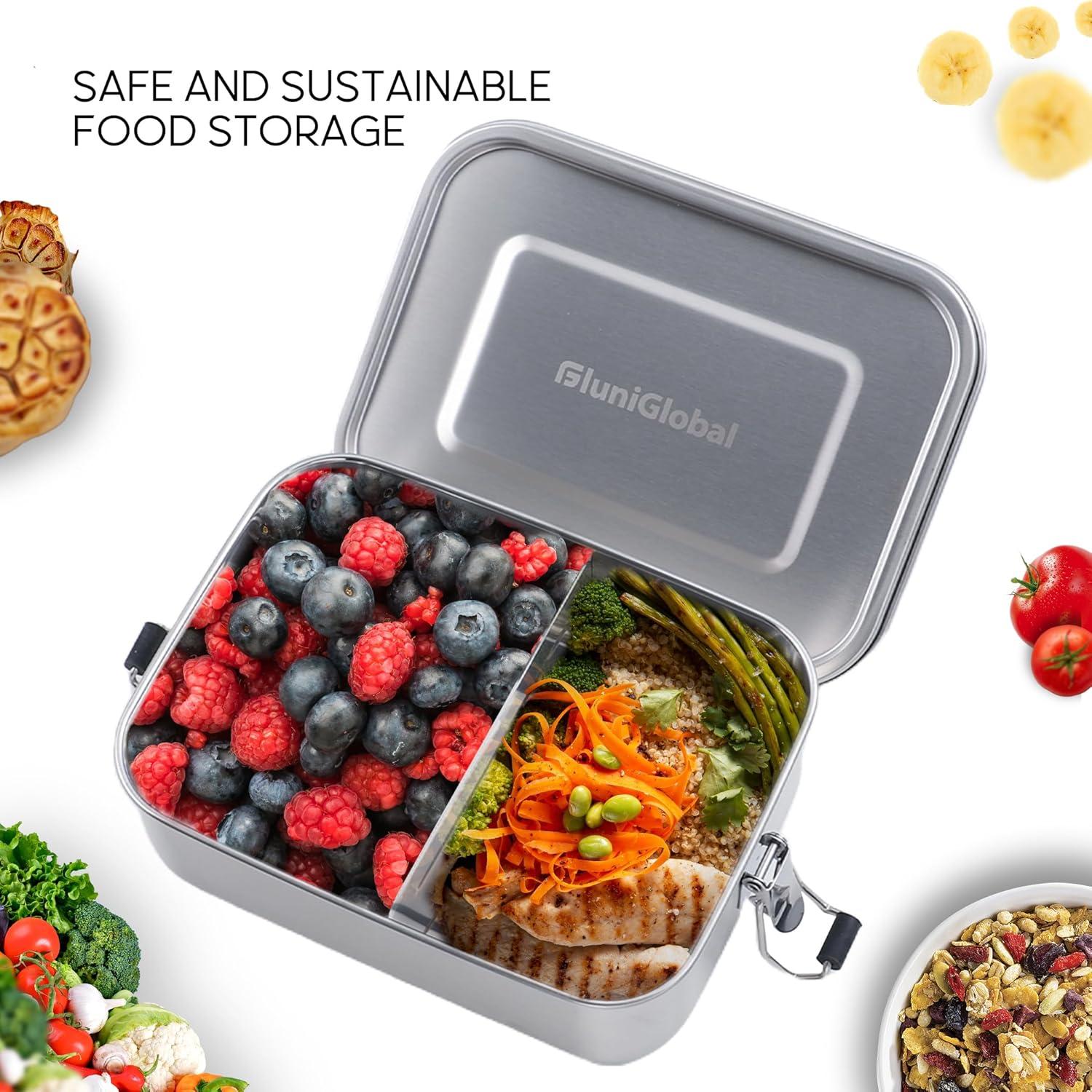 Caja de Almuerzo de Acero Inoxidable FLUNIGLOBAL 0.8L Plata