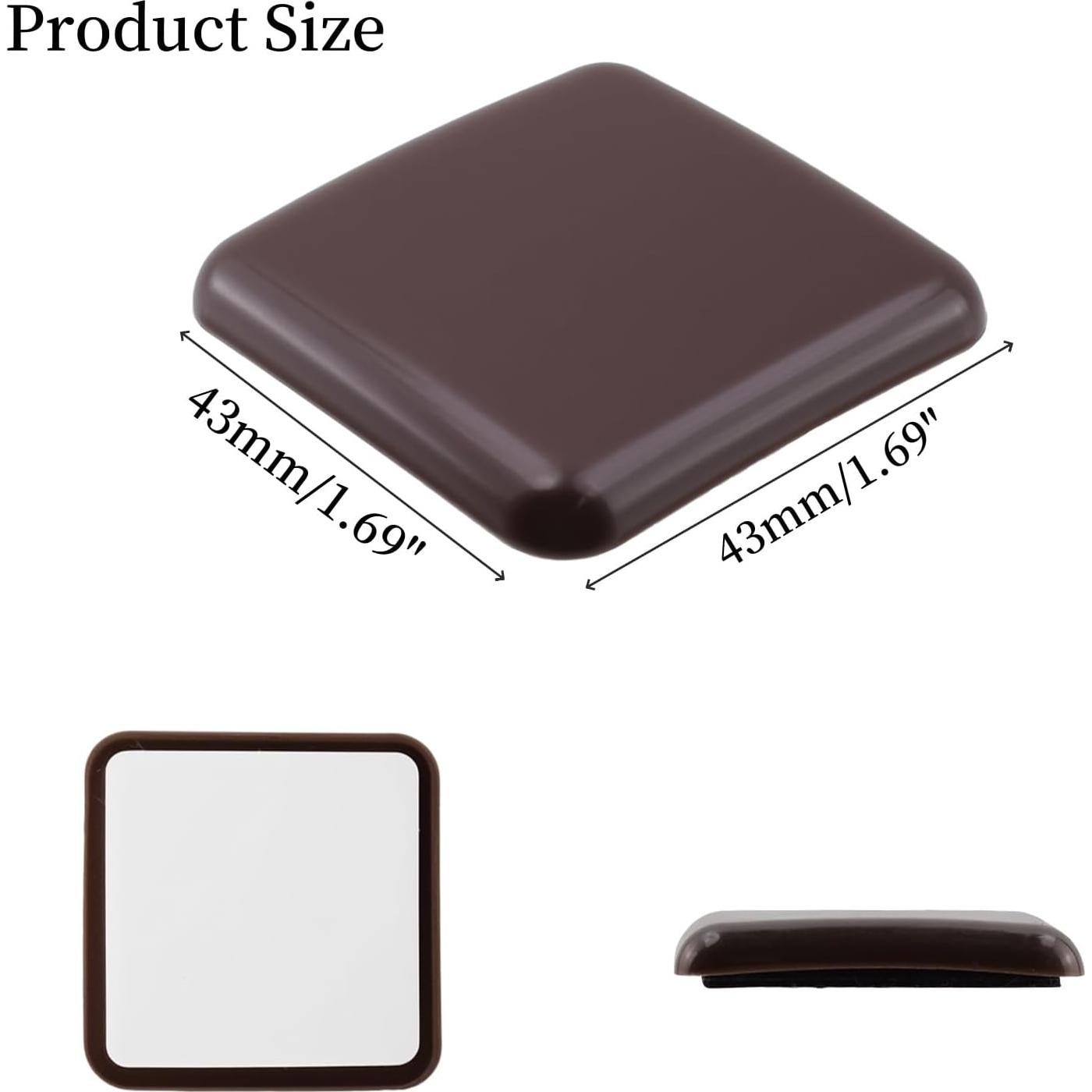 8 Deslizadores de Muebles Autoadhesivos Cuadrados Marrón