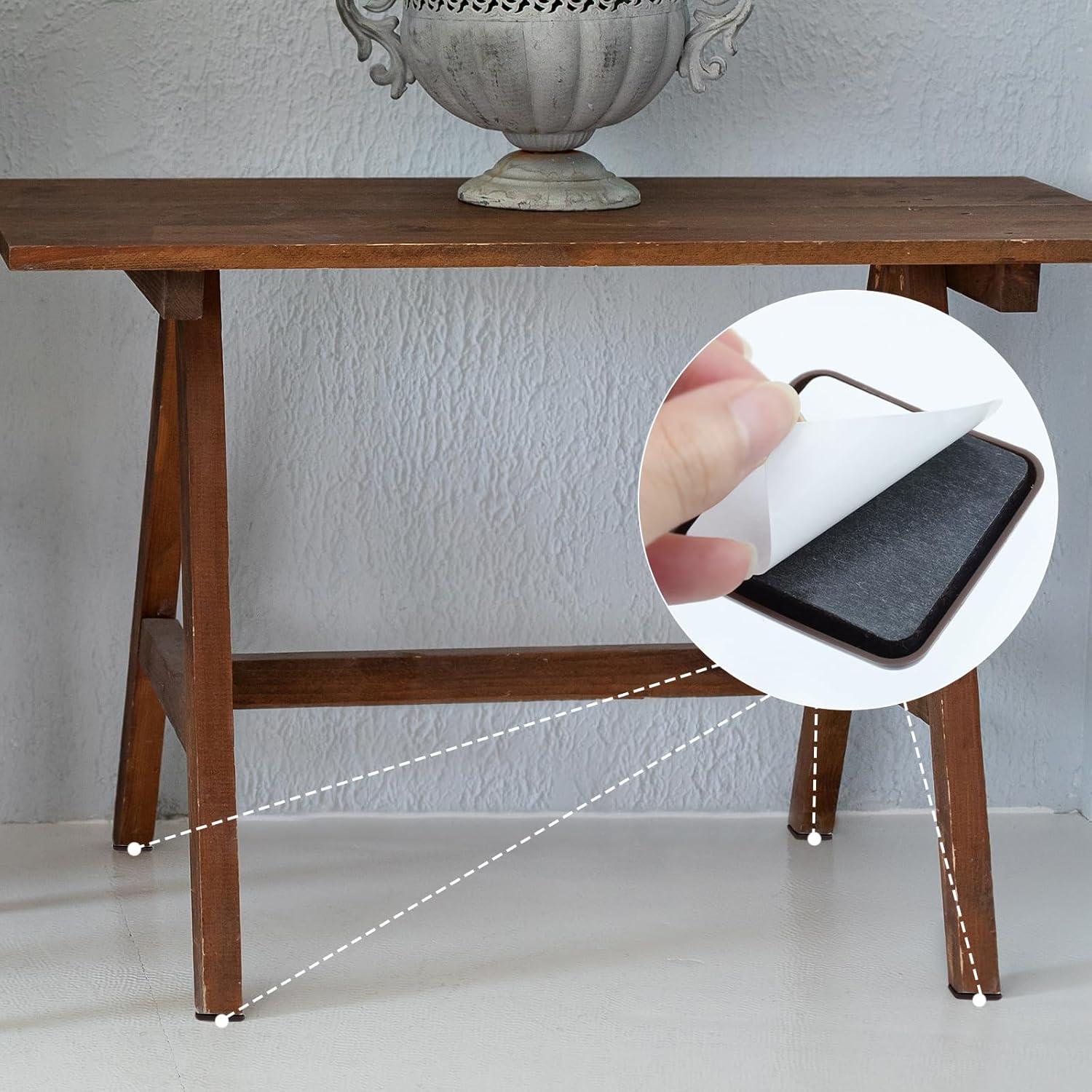 8 Deslizadores de Muebles Autoadhesivos Cuadrados Marrón