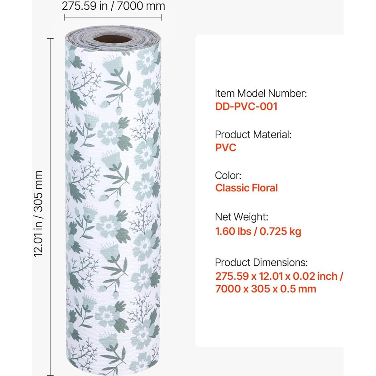 Forro de Cajón y Estante VEVOR Floral 7.01 m Antideslizante