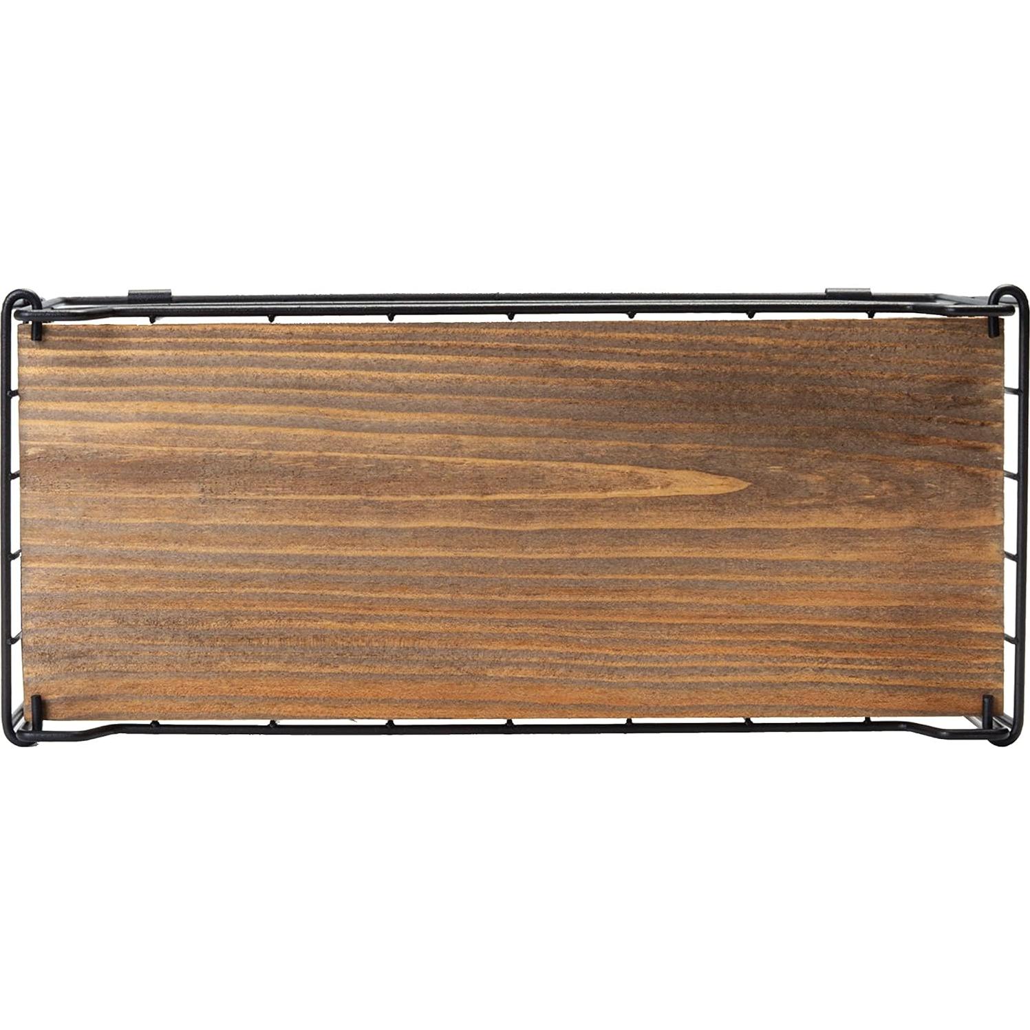 Cesta de Almacenamiento TIEYIPIN de Alambre y Madera - Negro