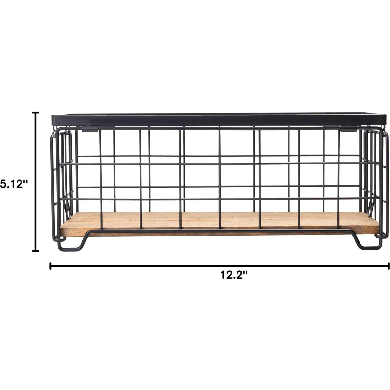 Cesta de Almacenamiento TIEYIPIN de Alambre y Madera - Negro
