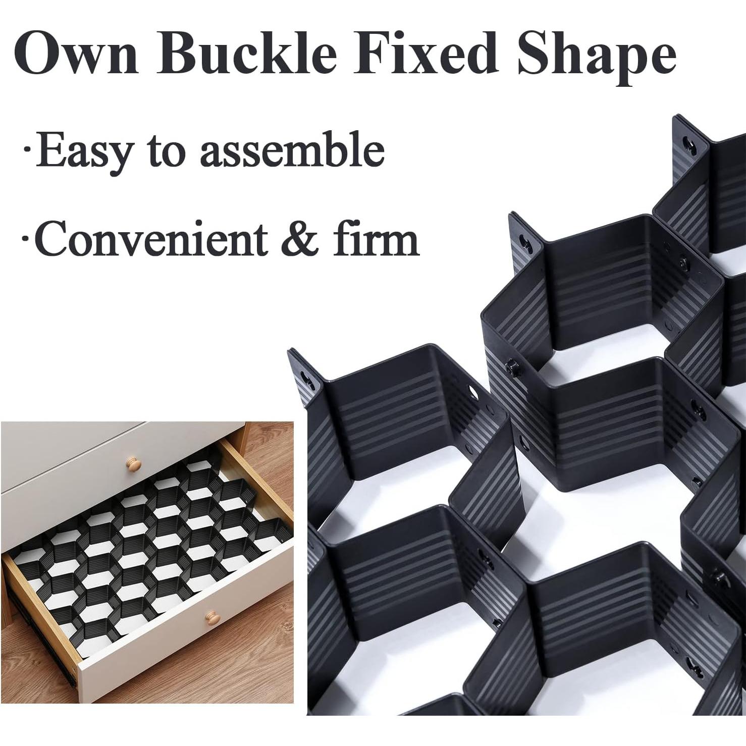 Separador de Cajones Ajustable Natzerat 8 Divisores Negro