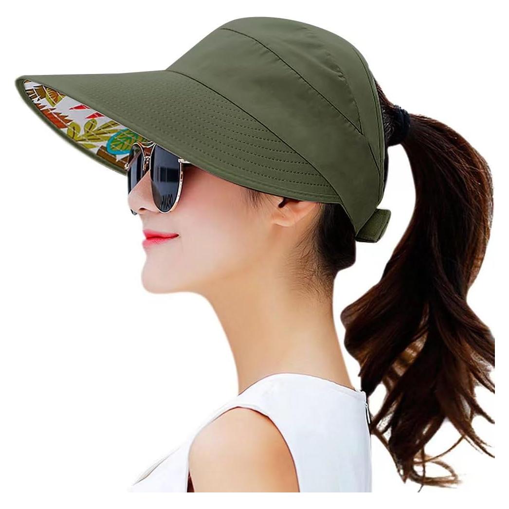 Sombrero de Sol Plegable HINDAWI Mujer Ala Ancha UV Verde