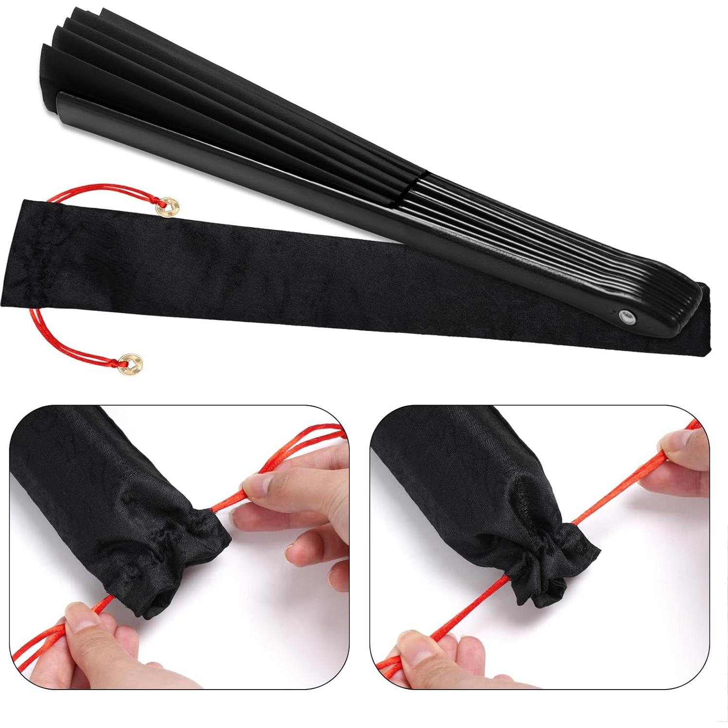 Abanico Plegable Nydotd Grande Negro para Danza y Decoración