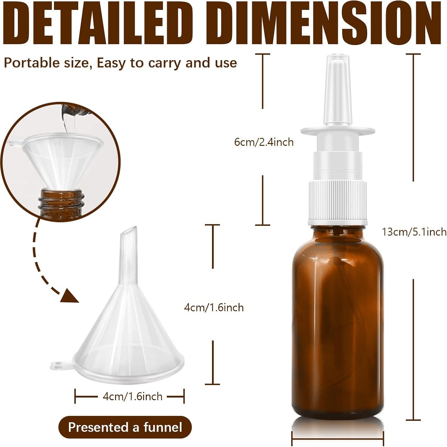 Botellas de Spray Nasal Cupohus 30ml Ámbar Rellenables - 3 Pcs