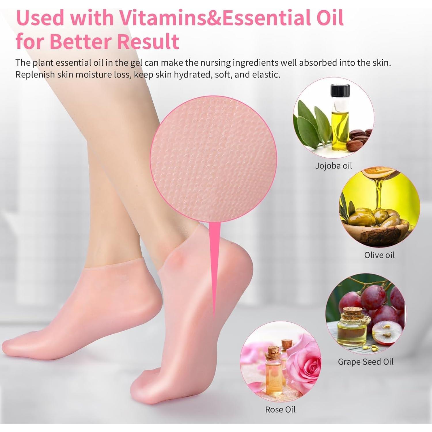 Calcetines Hidratantes de Silicona Aluroice Rosa 1 Par