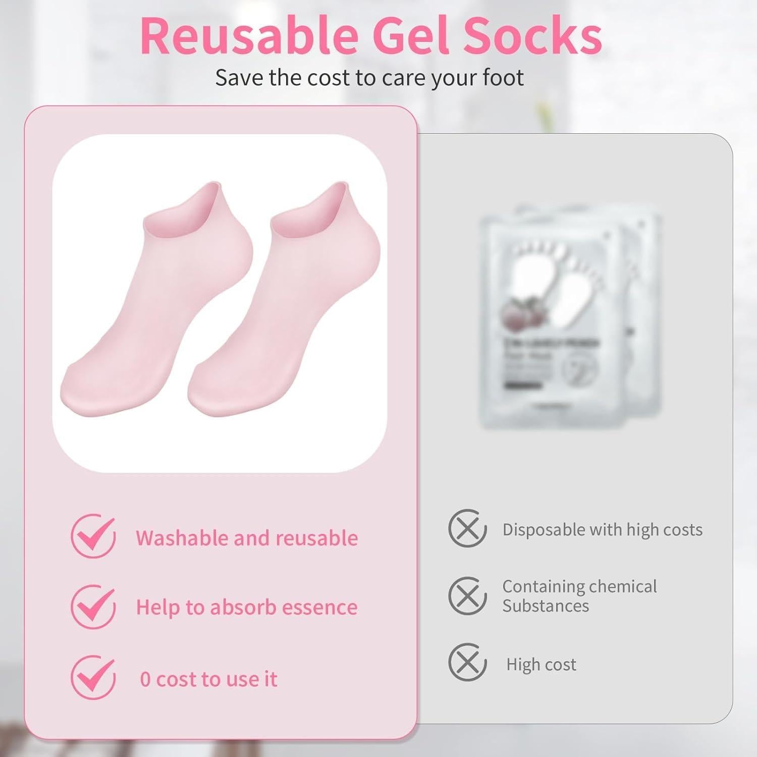 Calcetines Hidratantes de Silicona Aluroice Rosa 1 Par