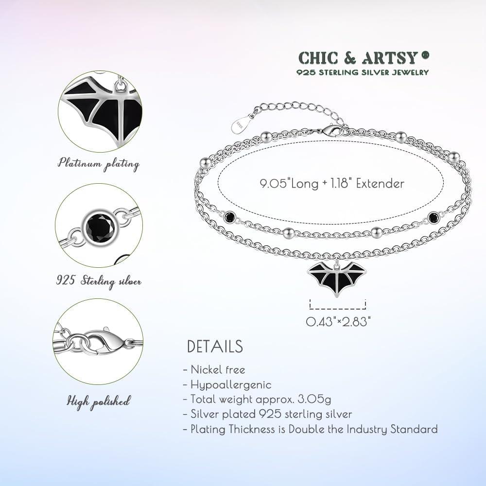 Tobillera Dainty S925 Plata Esterlina Ajustable para Mujeres 25.4-27.94 cm