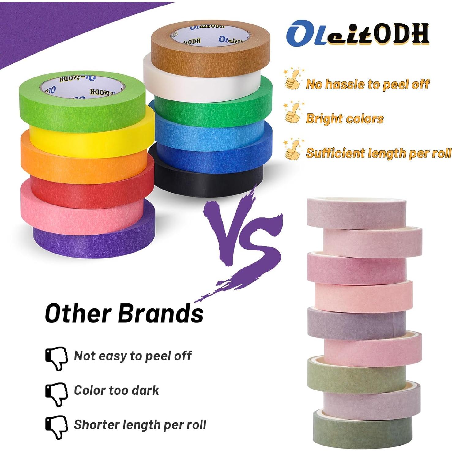 12 Rollos de Cinta de Enmascarar de Colores 12.7 mm x 27.43 m