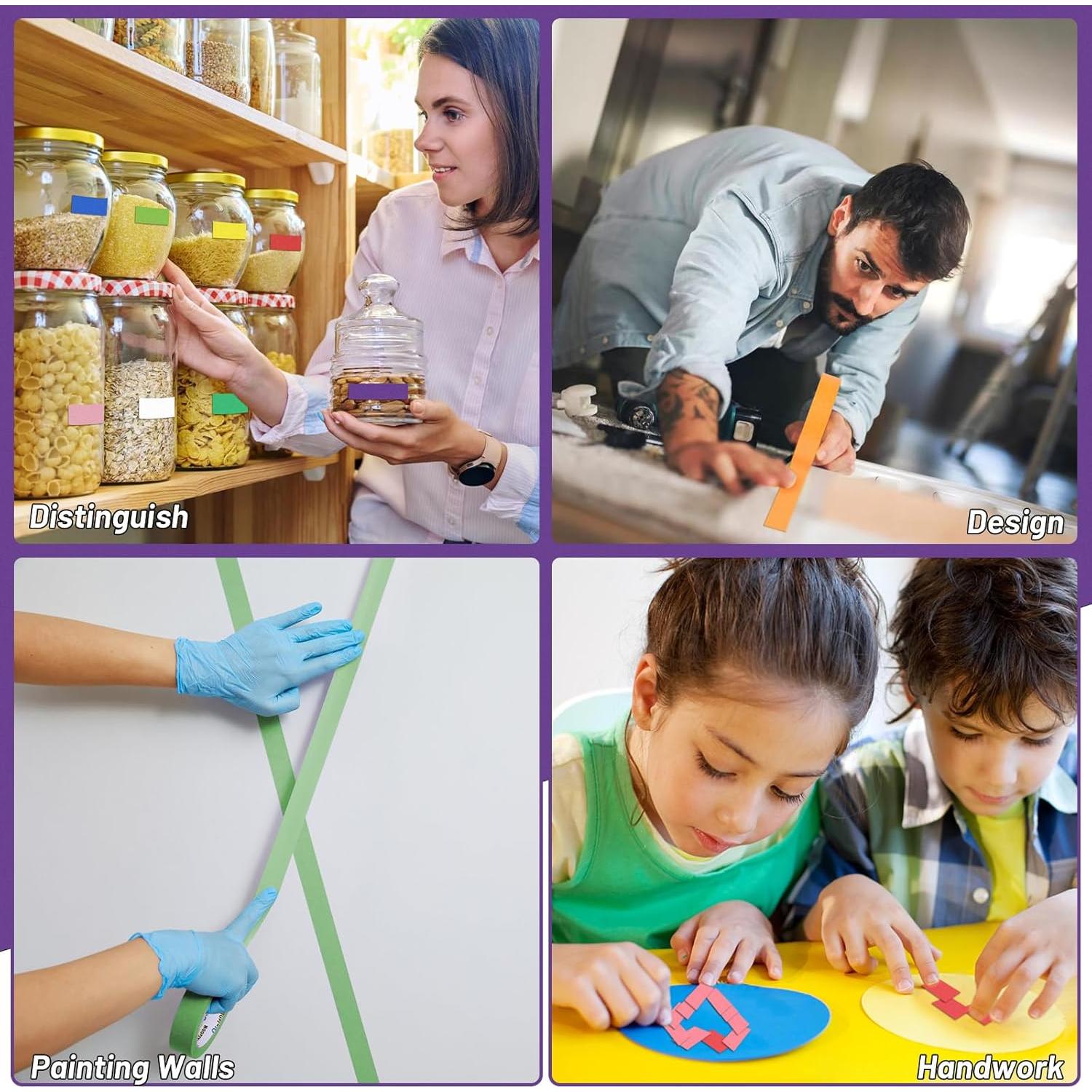 12 Rollos de Cinta de Enmascarar de Colores 12.7 mm x 27.43 m