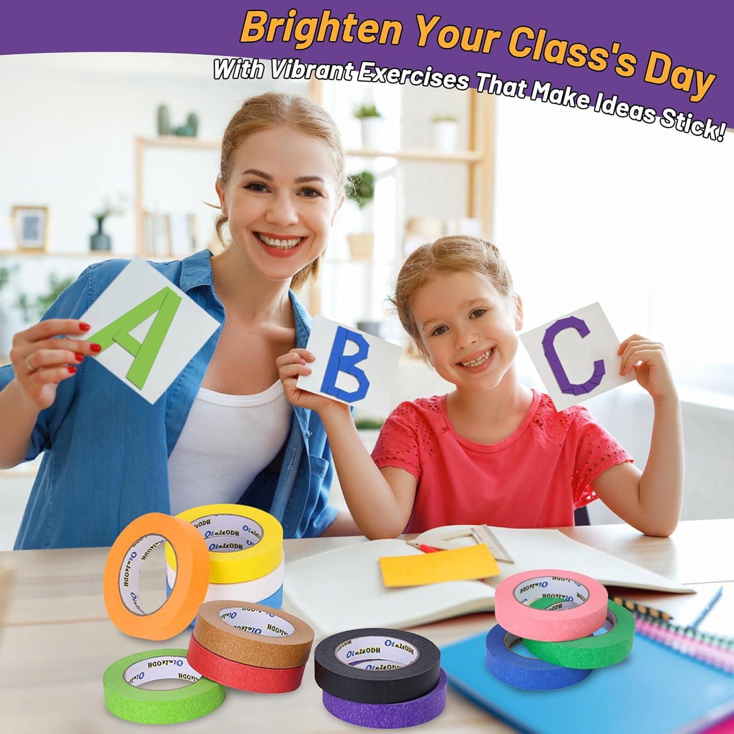 12 Rollos de Cinta de Enmascarar de Colores 12.7 mm x 27.43 m