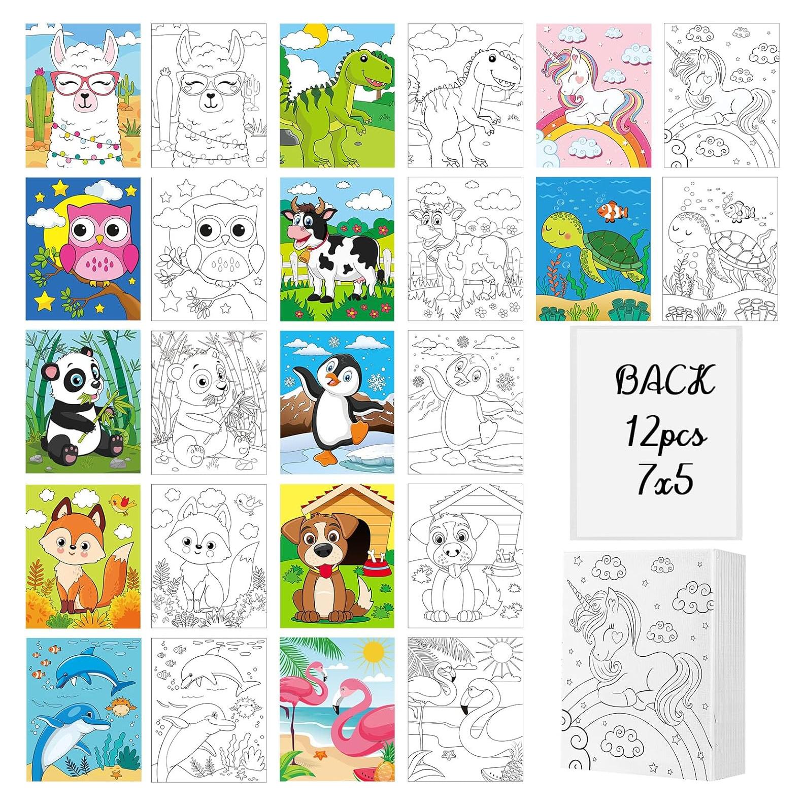 Ctosree 12 Lienzos Pre Dibujados para Pintar Niños 13x18 cm