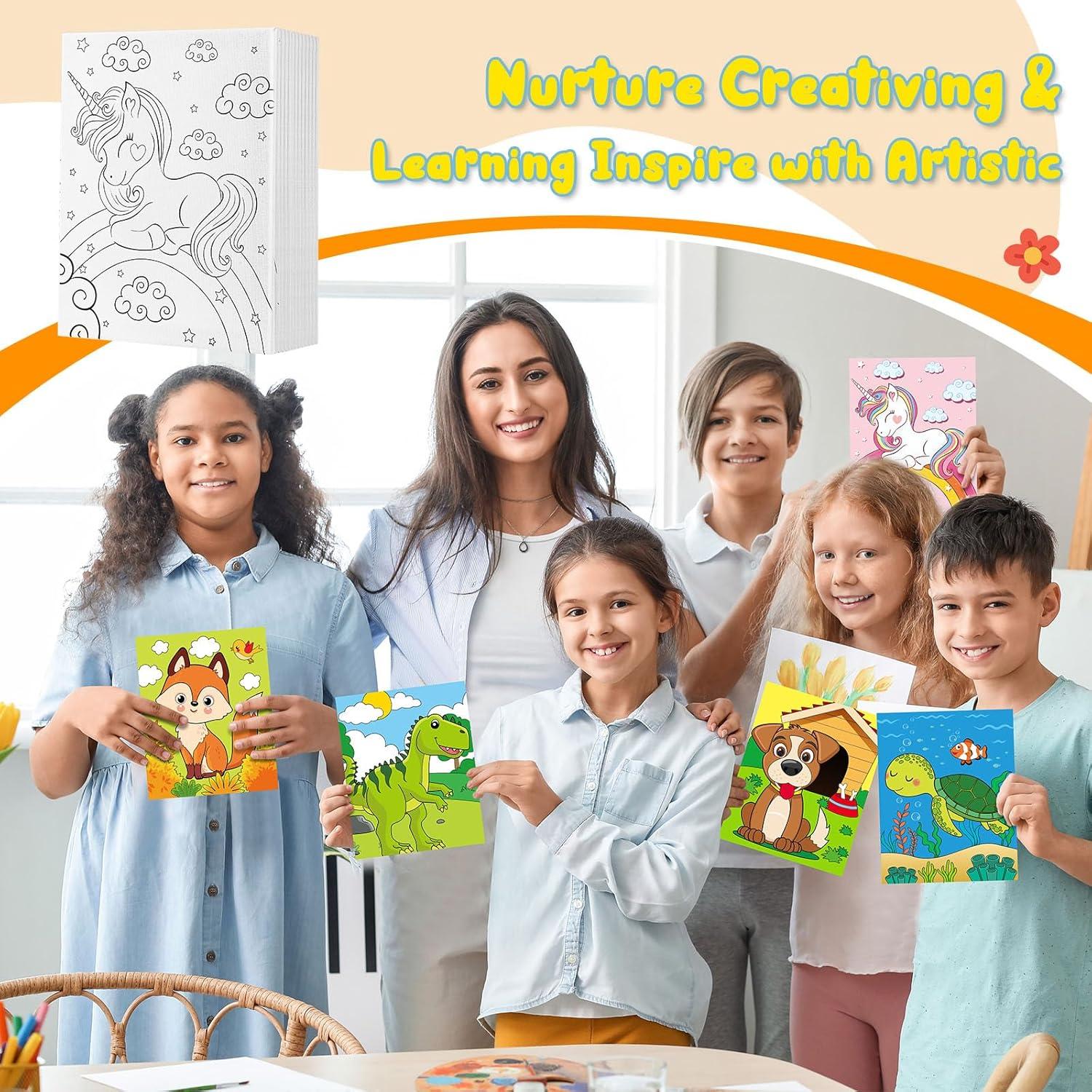 Ctosree 12 Lienzos Pre Dibujados para Pintar Niños 13x18 cm