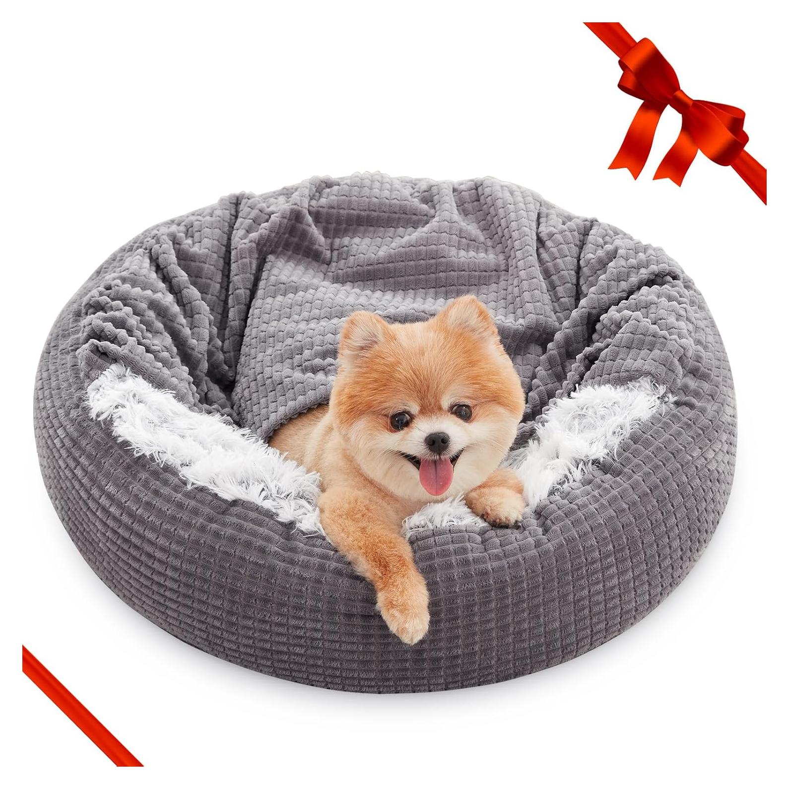 Cama Redonda para Perros Pequeños MIXJOY con Manta 58cm