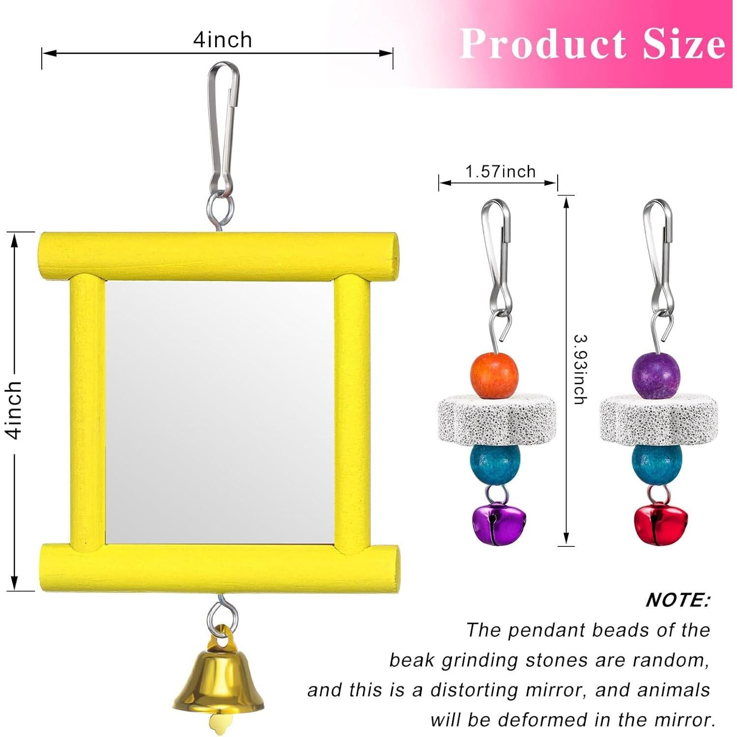 Juguete Espejo Colgante para Aves Sumind con Campana y Piedras
