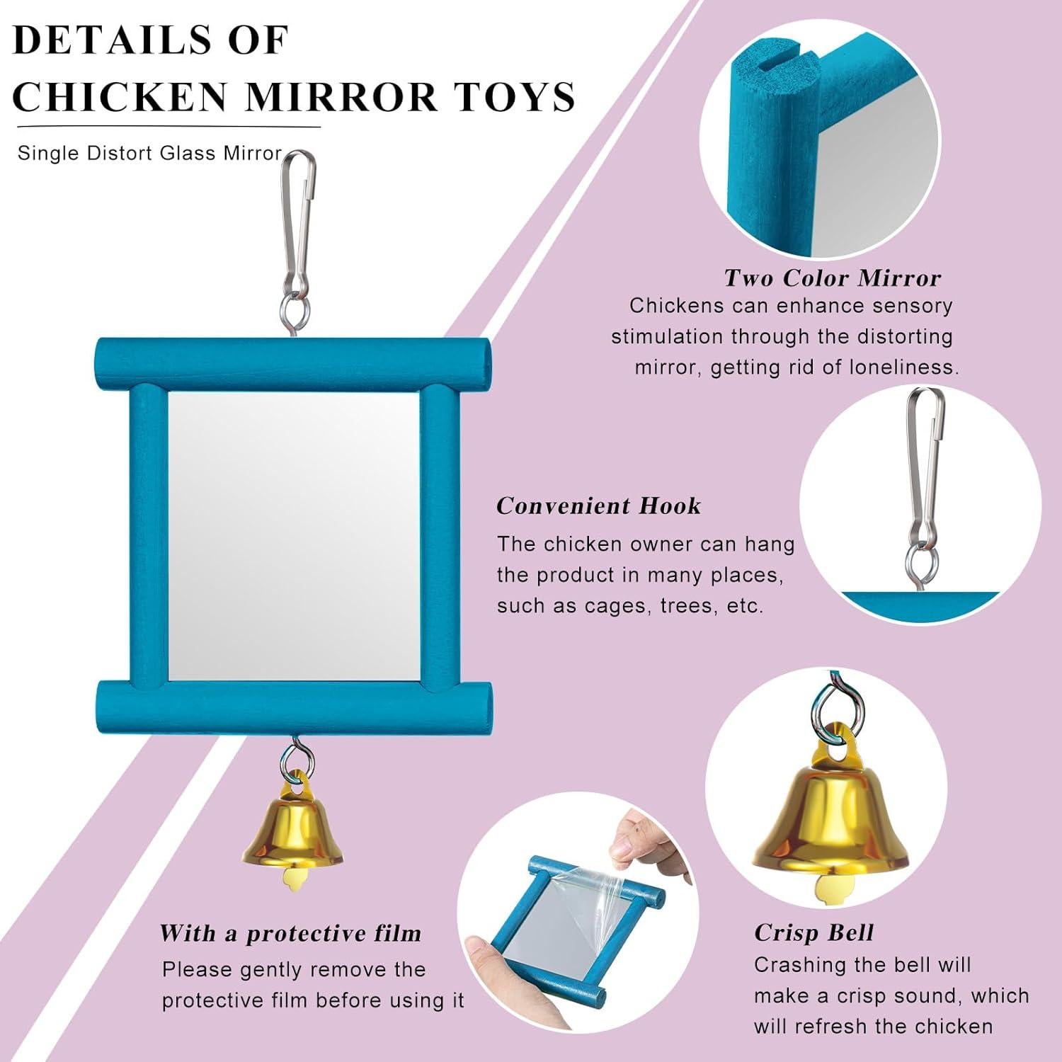 Juguete Espejo Colgante para Aves Sumind con Campana y Piedras