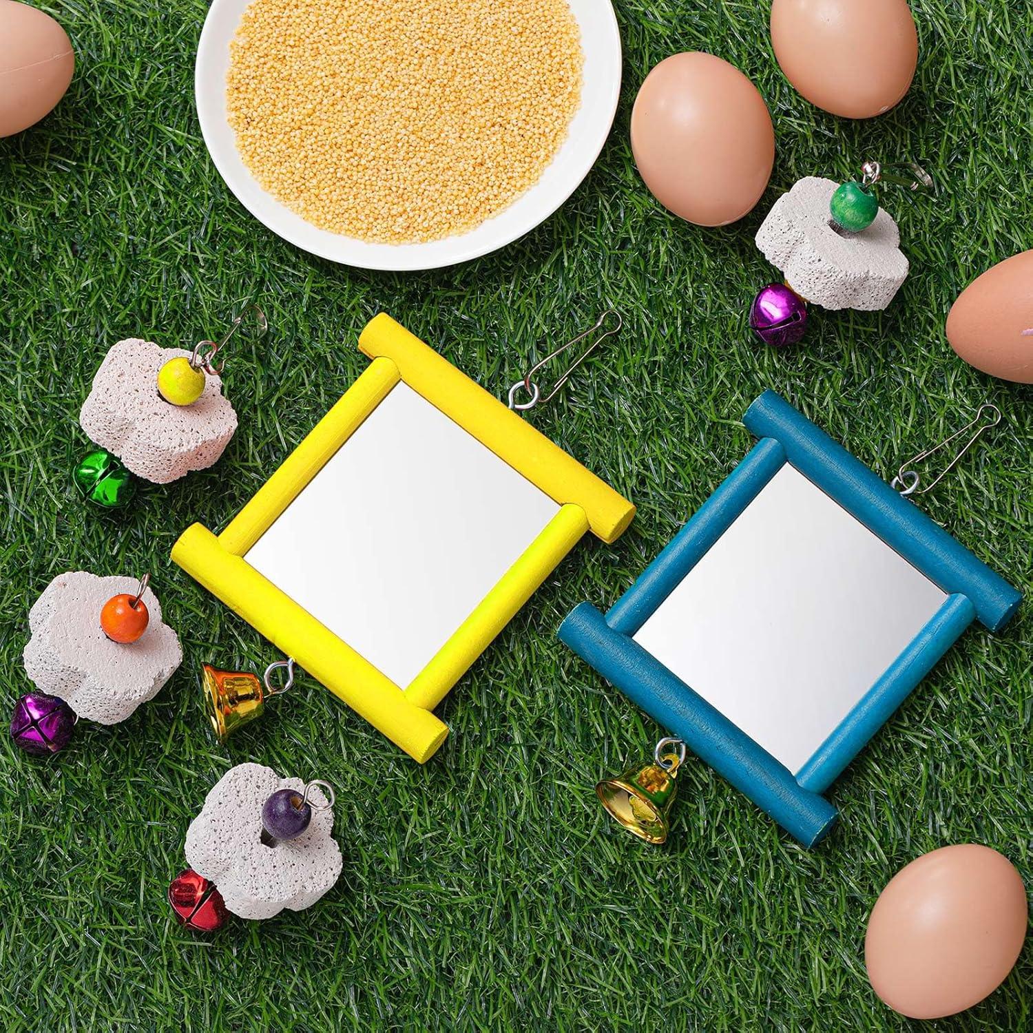 Juguete Espejo Colgante para Aves Sumind con Campana y Piedras