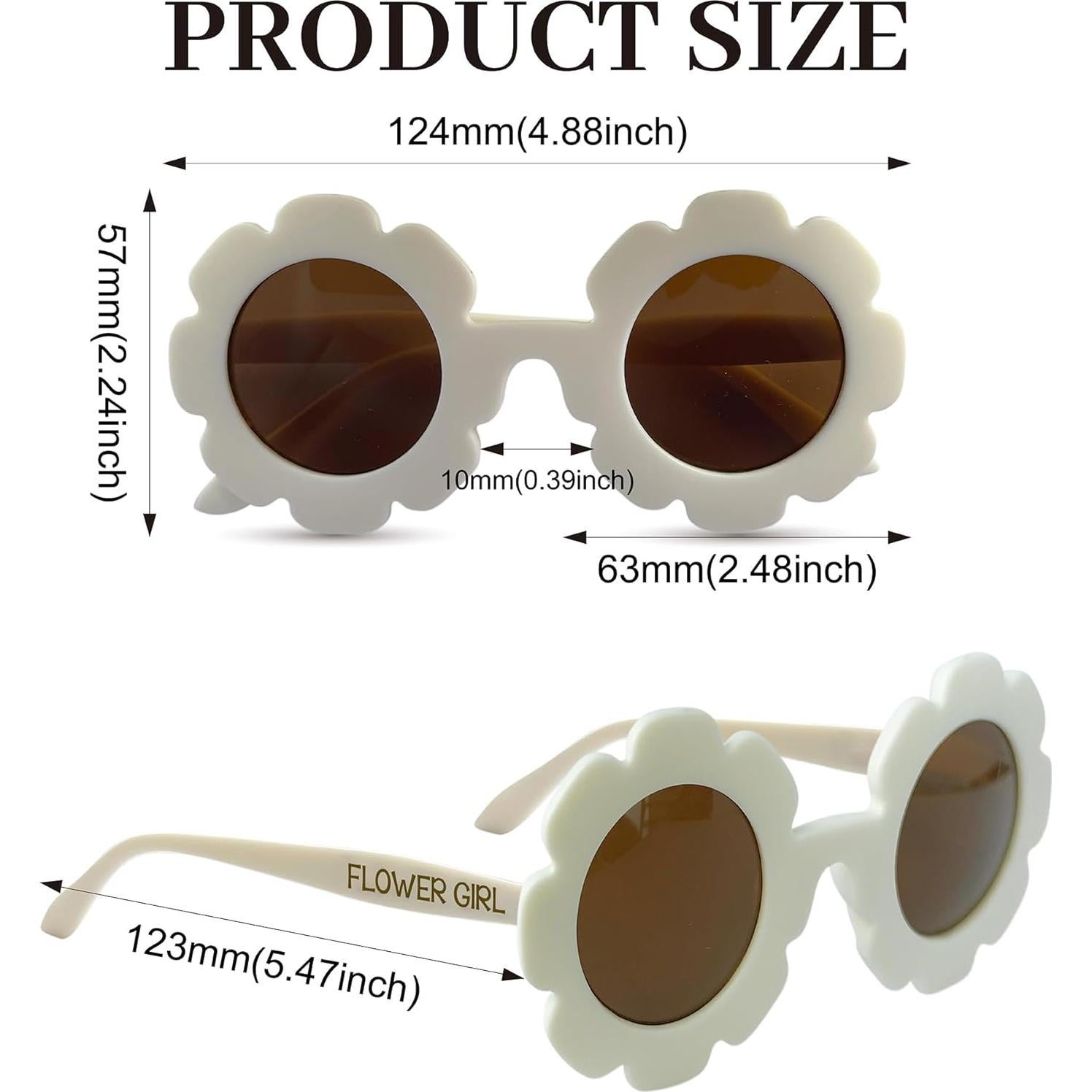 Gafas de Sol Redondas para Niñas LADY&HOME - 2 Pcs con Flores