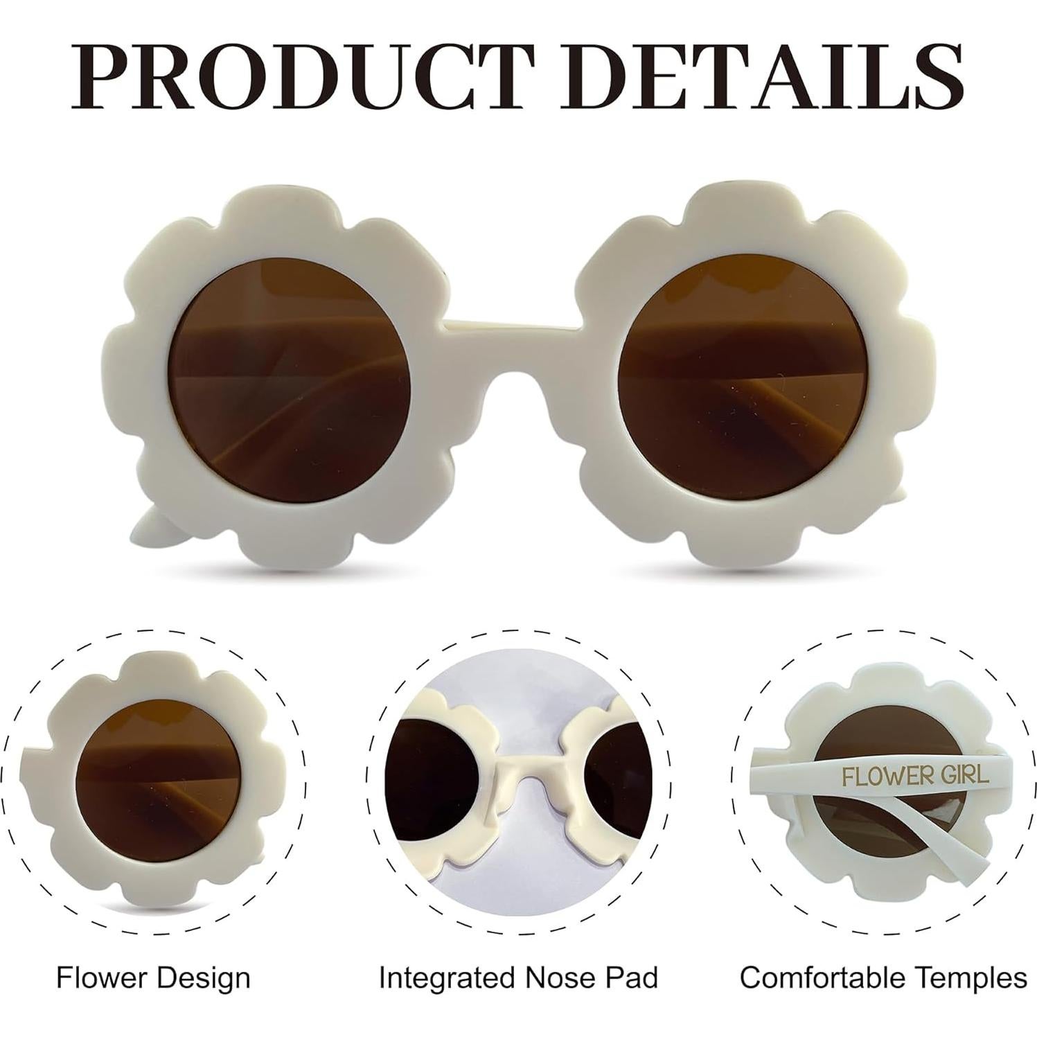 Gafas de Sol Redondas para Niñas LADY&HOME - 2 Pcs con Flores