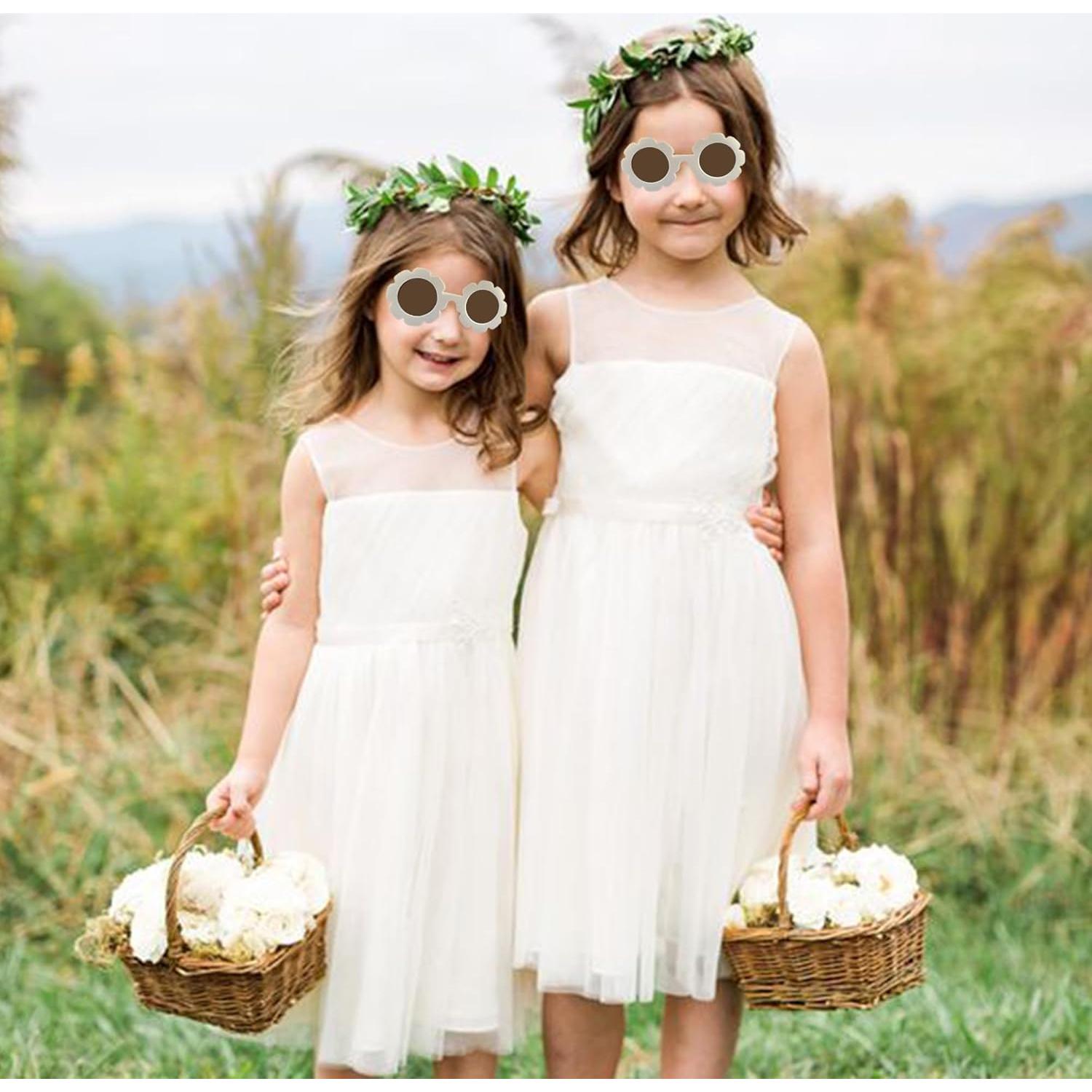 Gafas de Sol Redondas para Niñas LADY&HOME - 2 Pcs con Flores