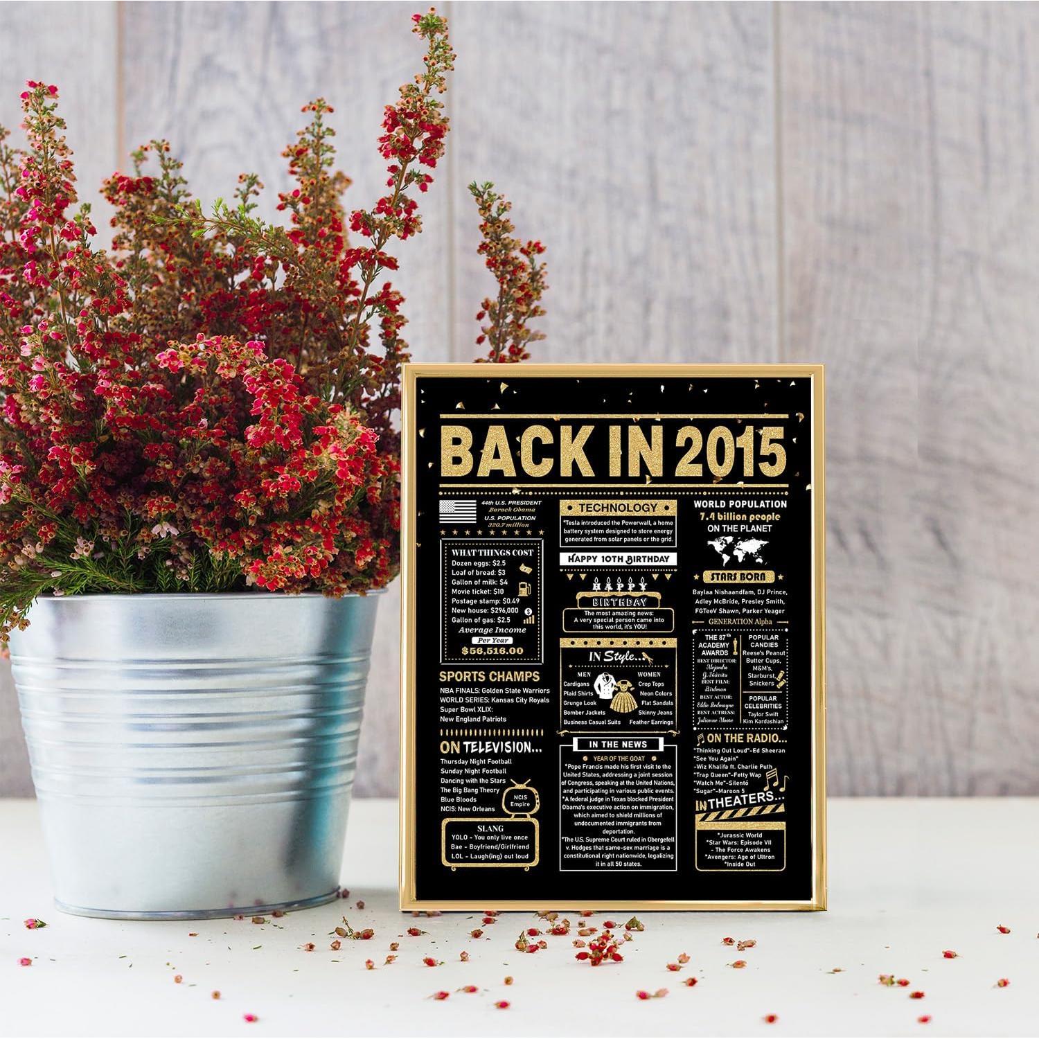 Tarjeta de Cumpleaños 10 años BGTCARDS Oro 25.4x20.3cm