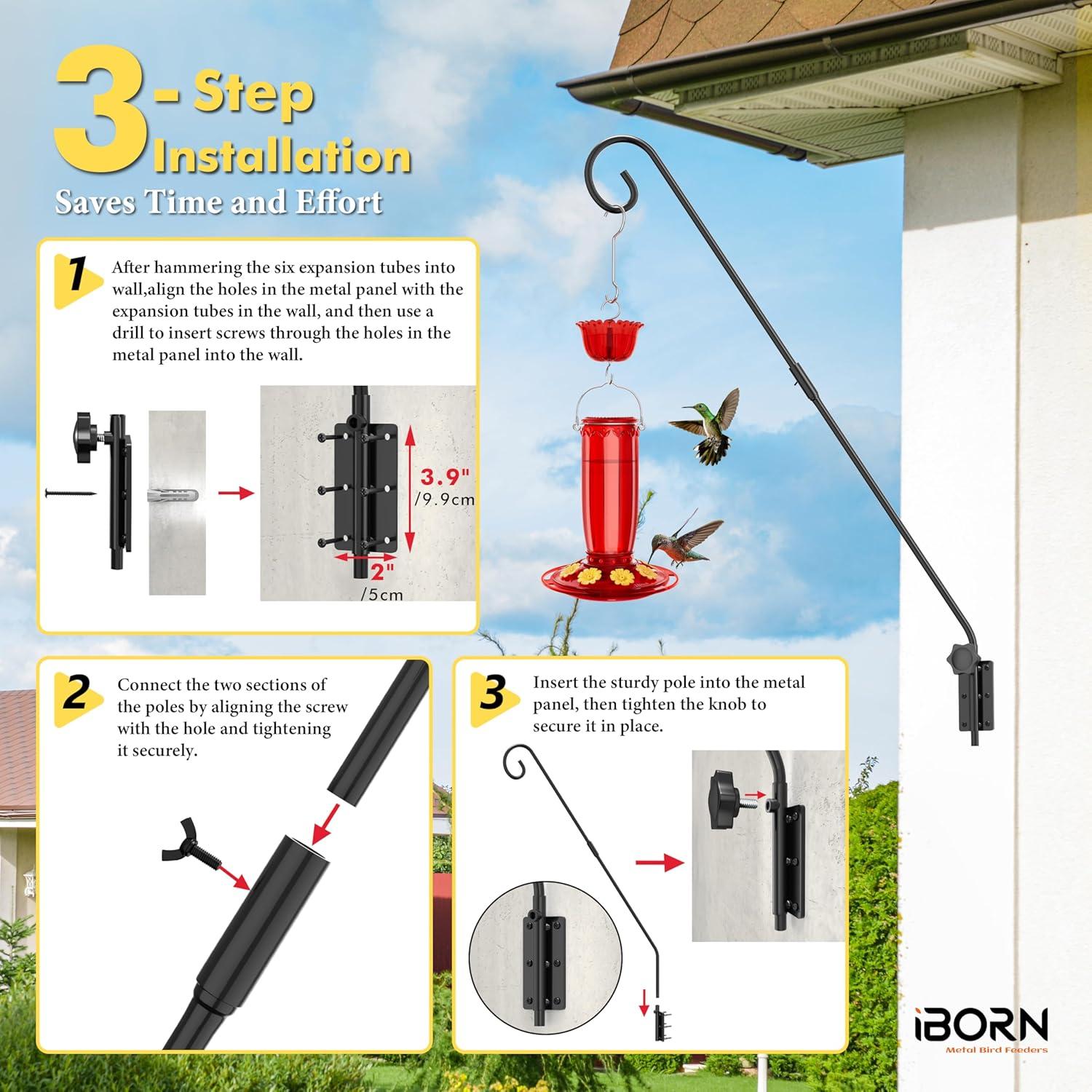 Soporte de pared iBorn 71 cm para comederos de aves, resistente