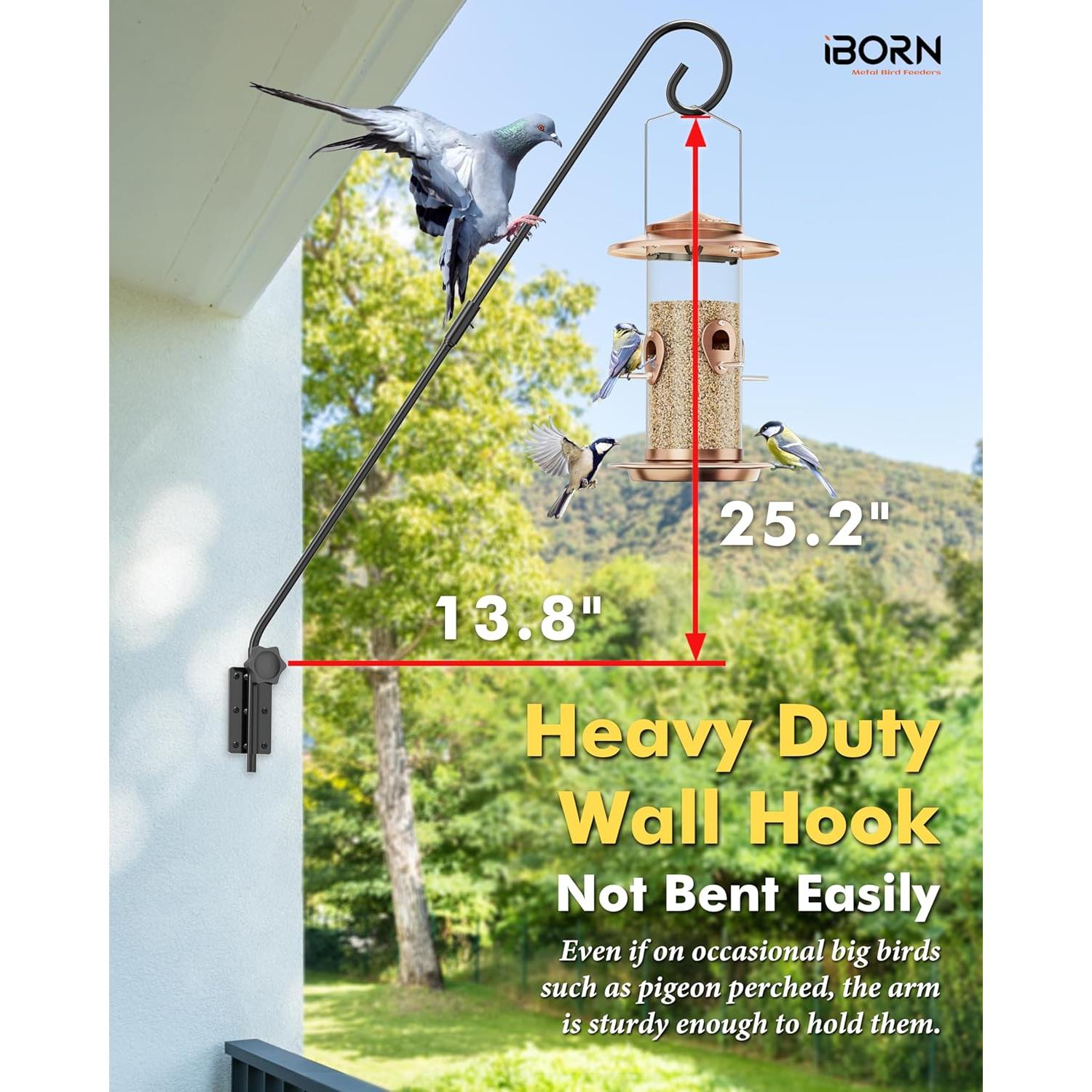 Soporte de pared iBorn 71 cm para comederos de aves, resistente