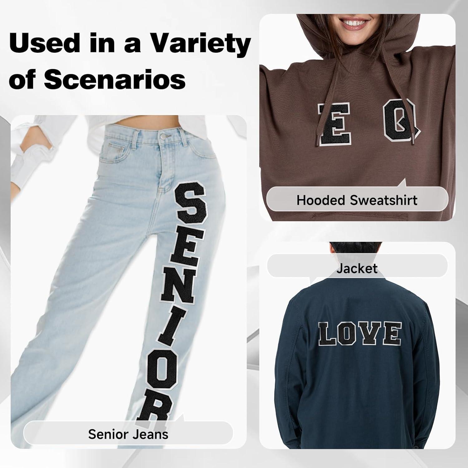 Parche de Letras Varsity Chenille Negro 11.4 cm VGROSIA