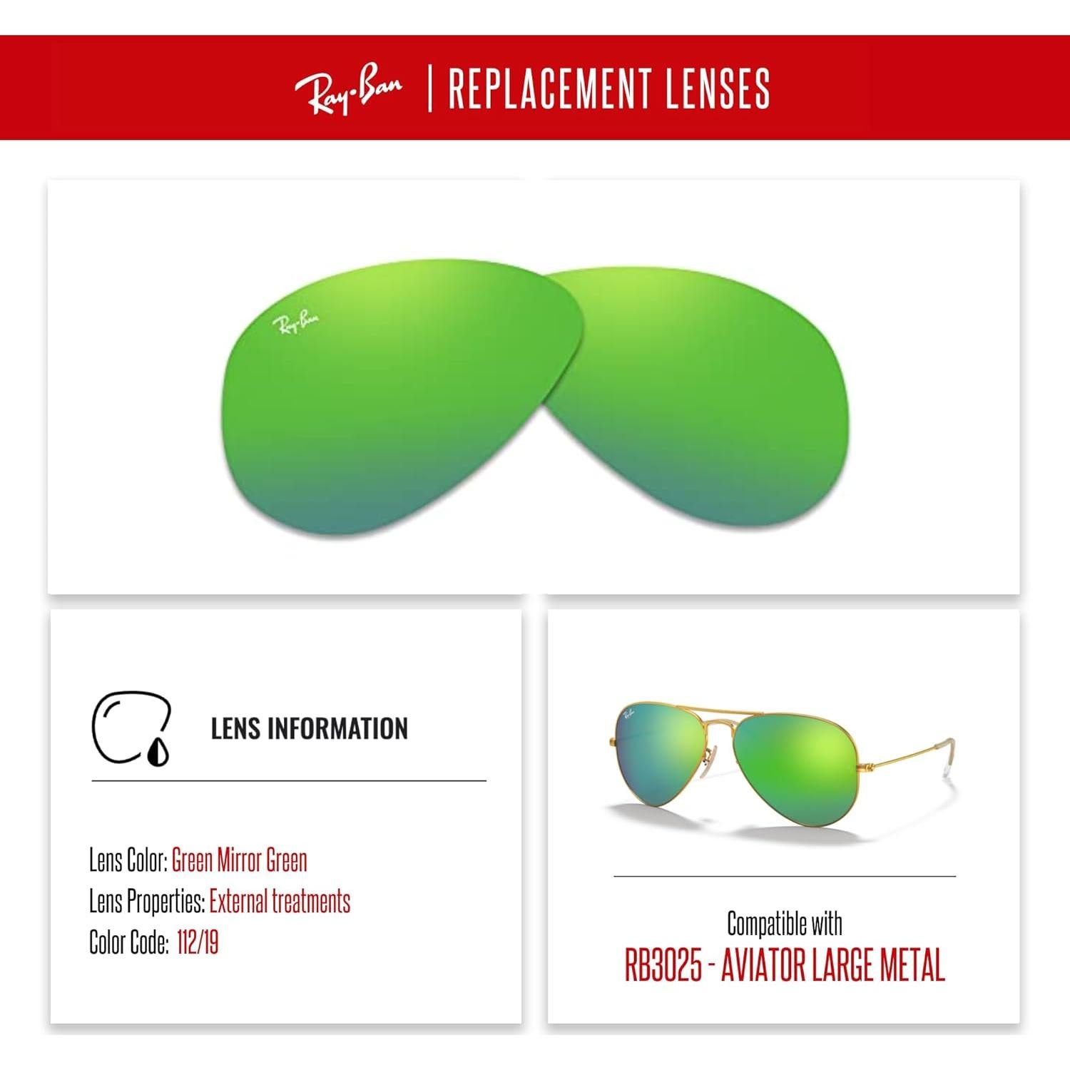 Lentes Ray-Ban Aviator RB3025 Verde Espejo Gris 55mm