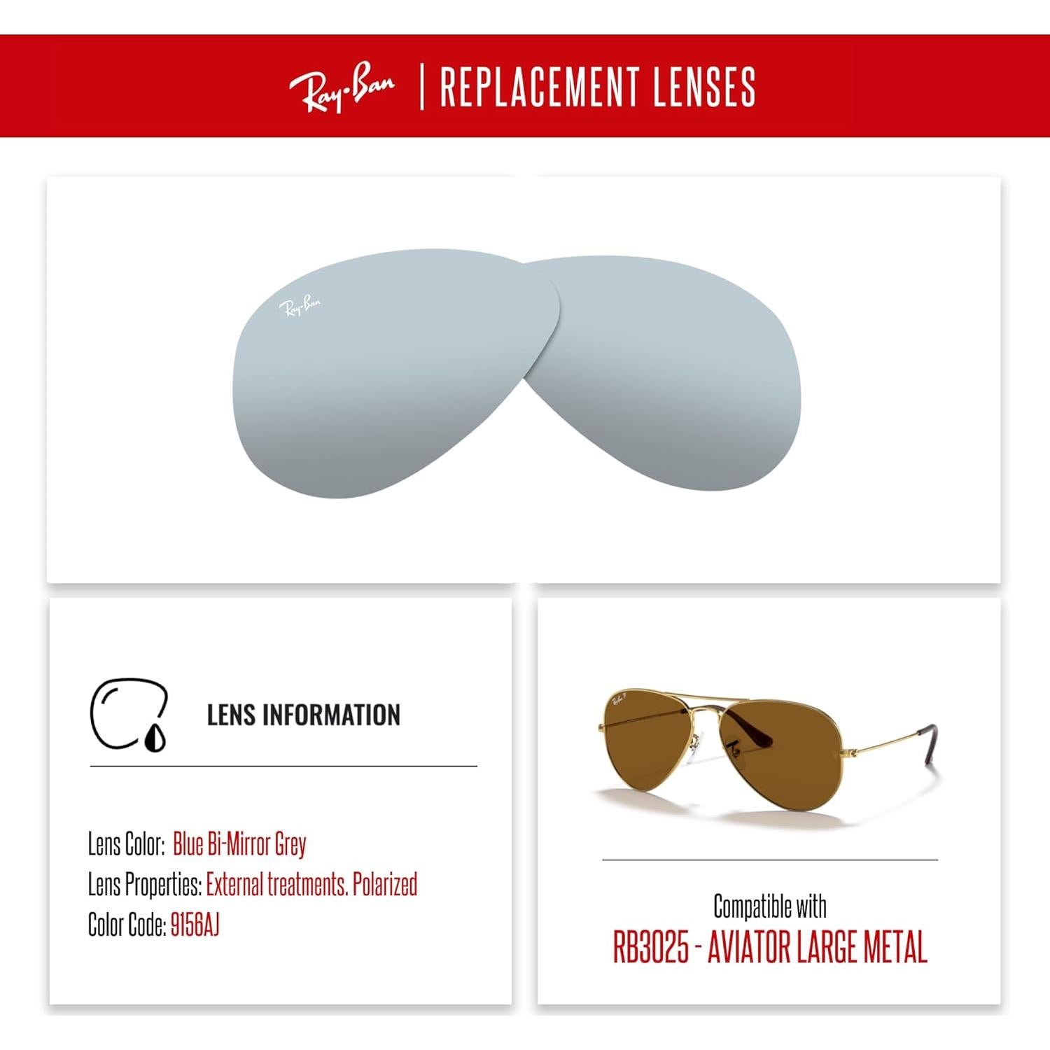 Lentes Ray-Ban RB3025 58mm Azul Bi-espejo + Kit Cuidado