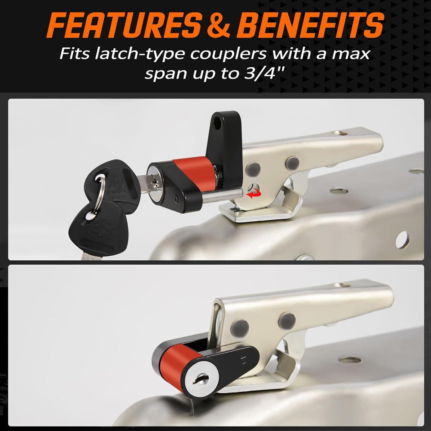 Cerradura de Acoplador de Remolque METOWARE 1/4" Diámetro