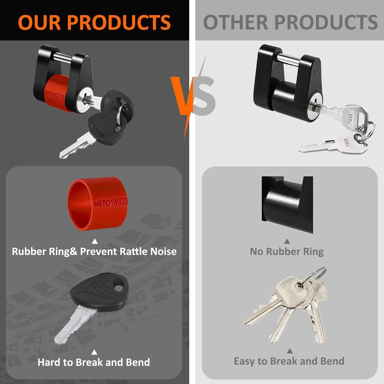 Cerradura de Acoplador de Remolque METOWARE 1/4" Diámetro