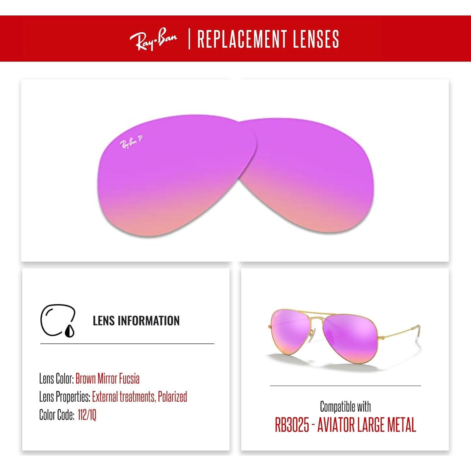 Lentes Ray-Ban Aviator RB3025 58mm Polarizados Marrón Fucsia