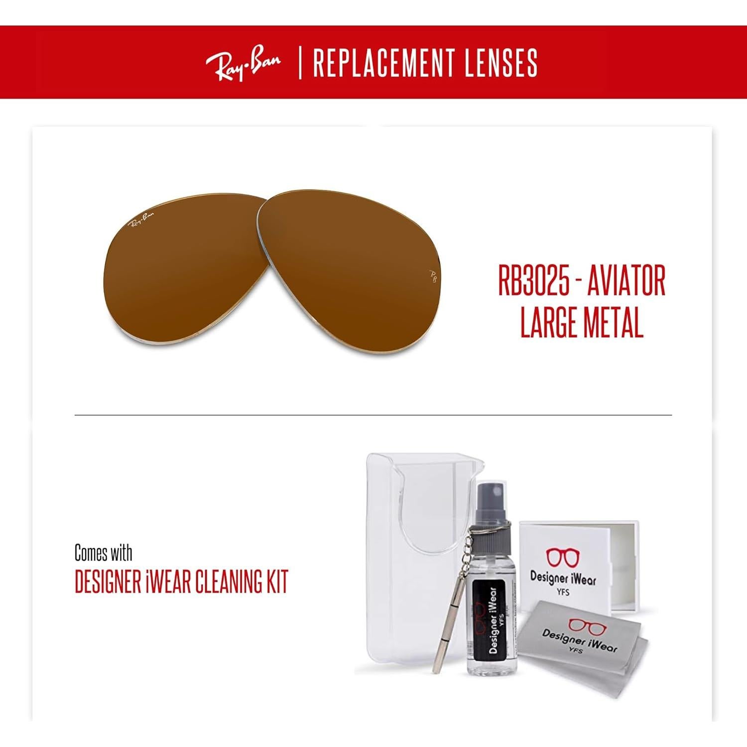 Lentes Ray-Ban Reemplazo Aviator RB3025 58mm Marrón