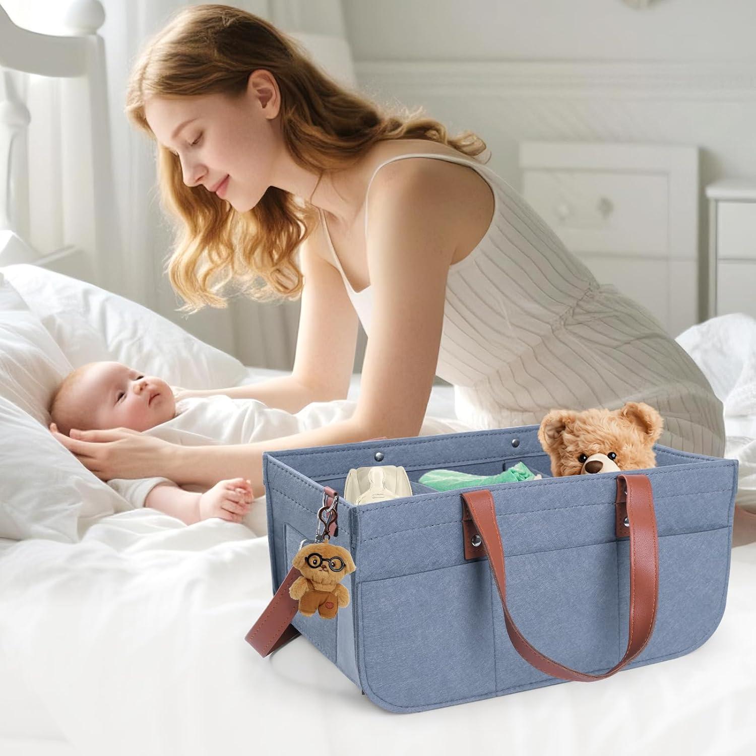 Caddy de Pañales Lefeke Gris, Organizador Portátil para Bebés