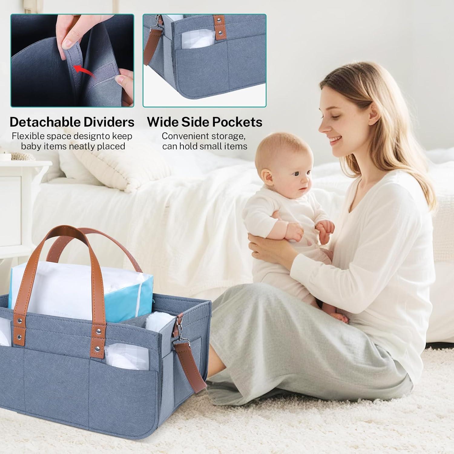 Caddy de Pañales Lefeke Gris, Organizador Portátil para Bebés