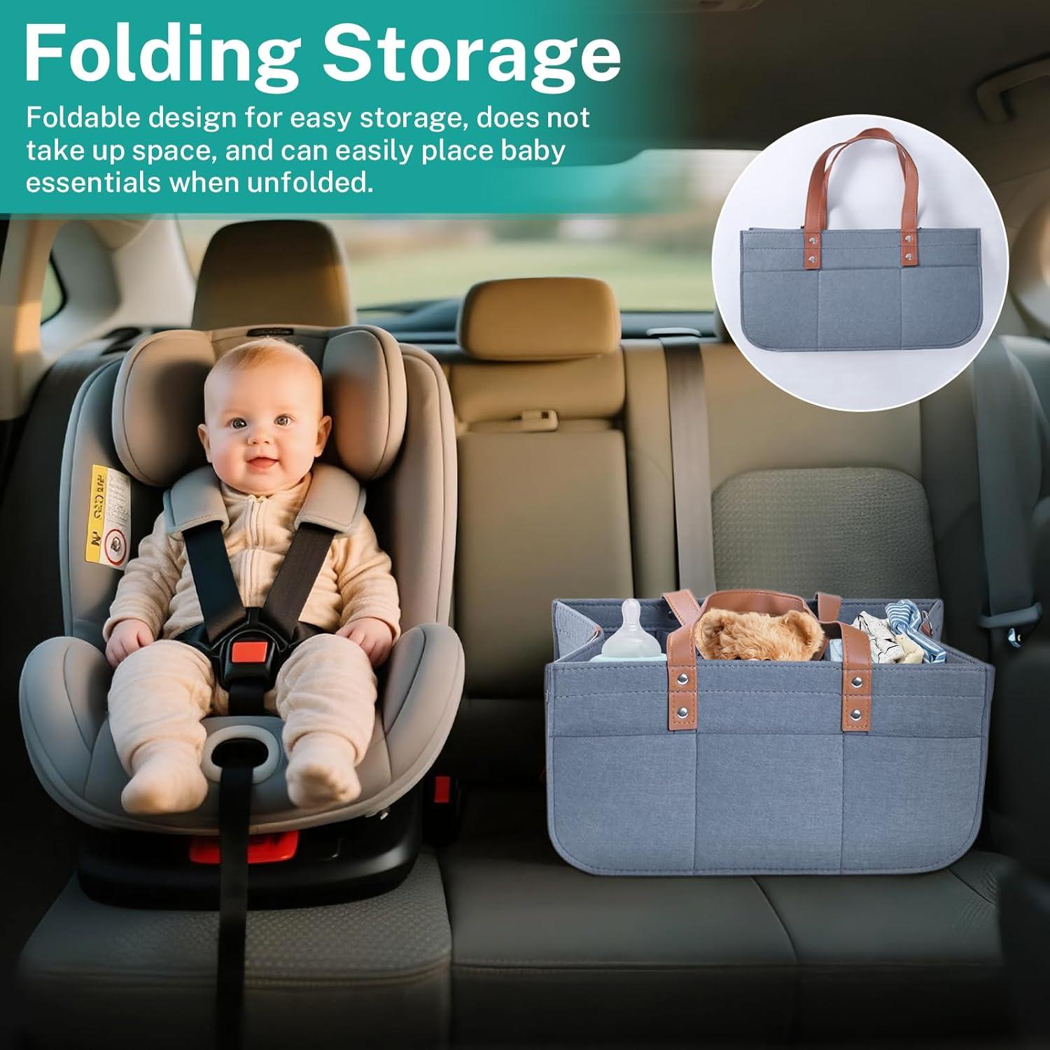 Caddy de Pañales Lefeke Gris, Organizador Portátil para Bebés