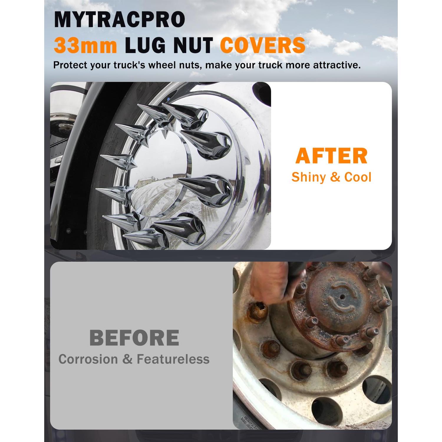 Cubiertas de Tuercas de Picos Mytracpro 33mm 20PCS Cromadas