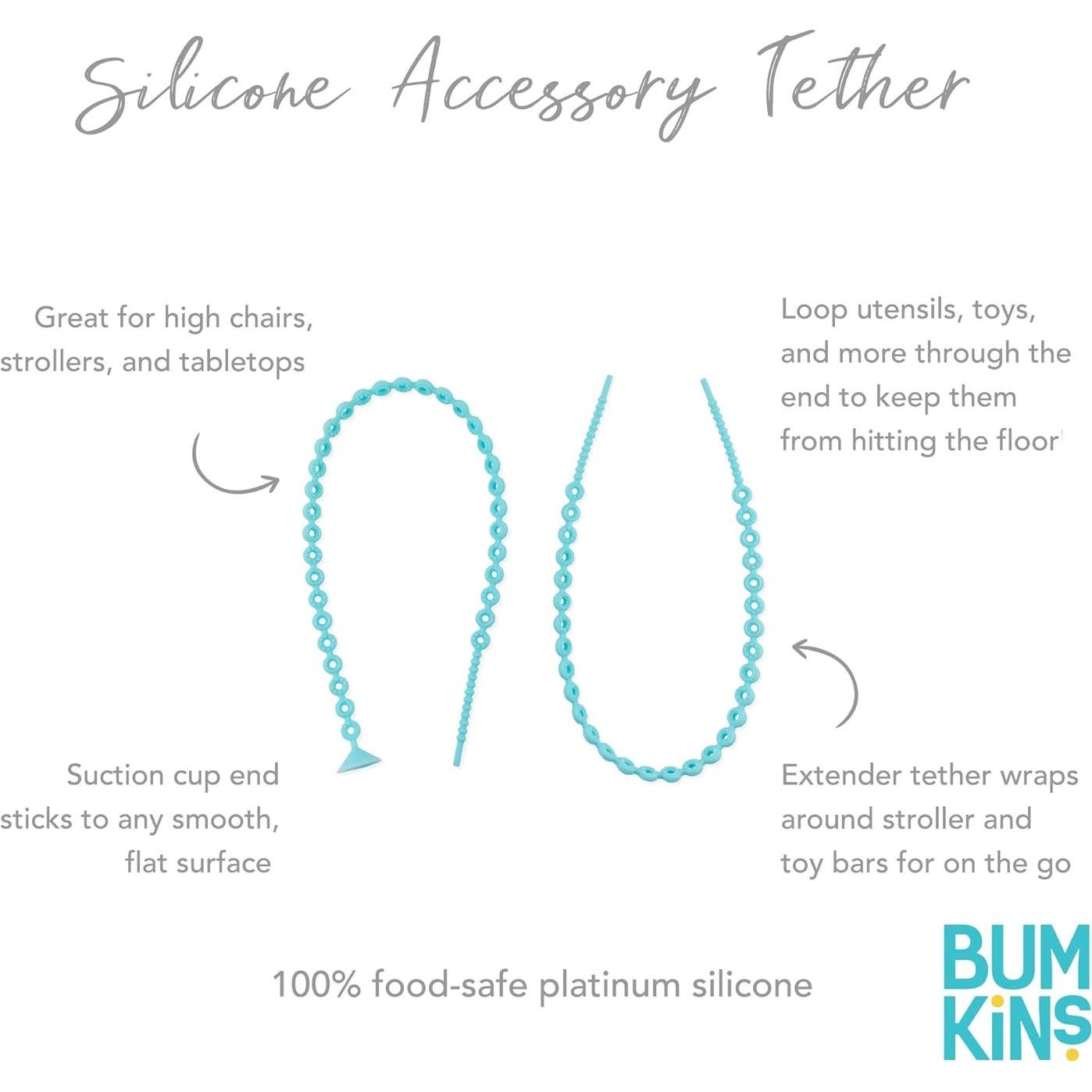 Correa de Chupete Bumkins Silicona Platino Azul 62.7 cm