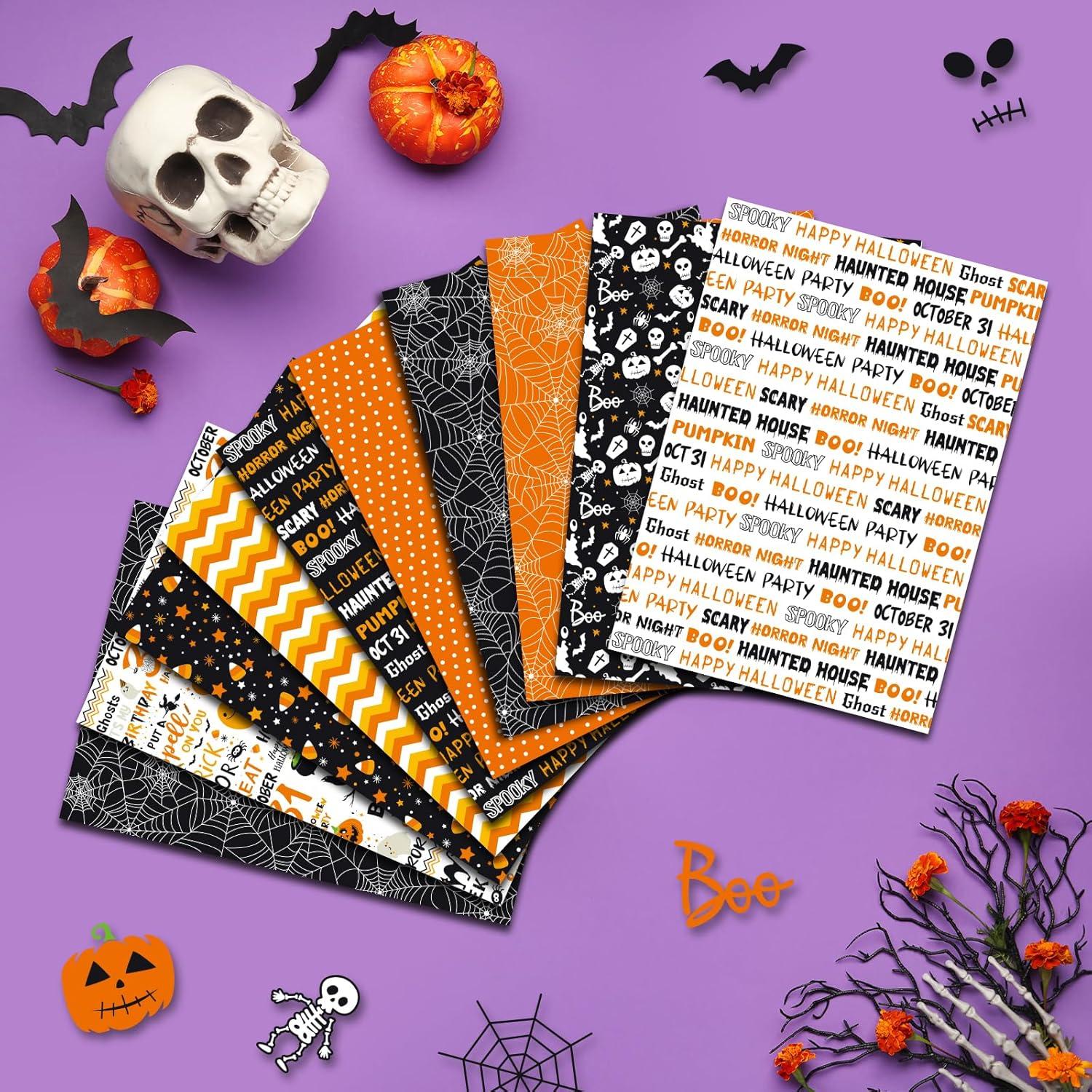 Conjunto de Papel de Patrón Halloween Morcheiong 100 Hojas A5